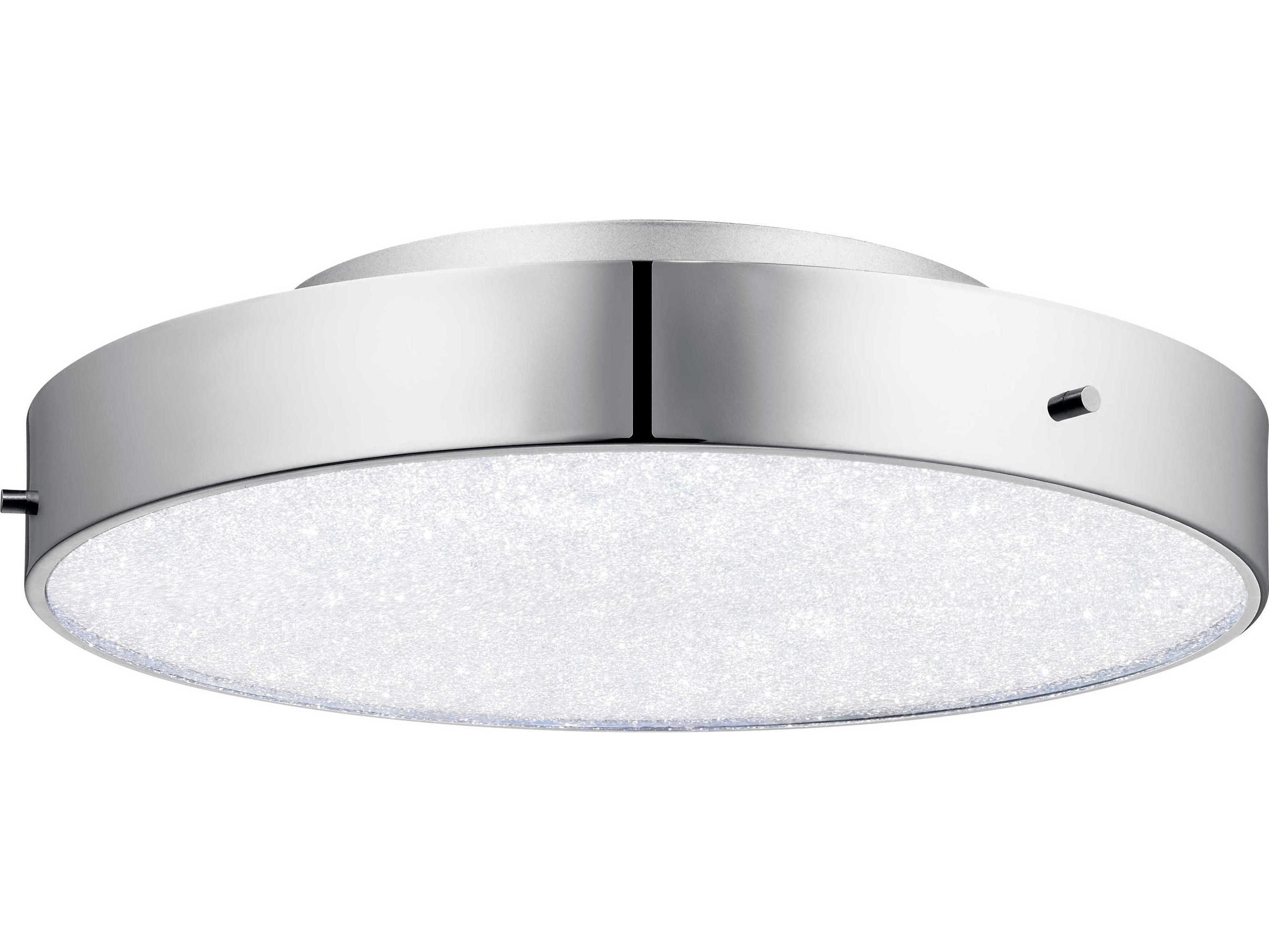 Elan Crystal Moon 1-Light Chrome Glass Round Flush Mount