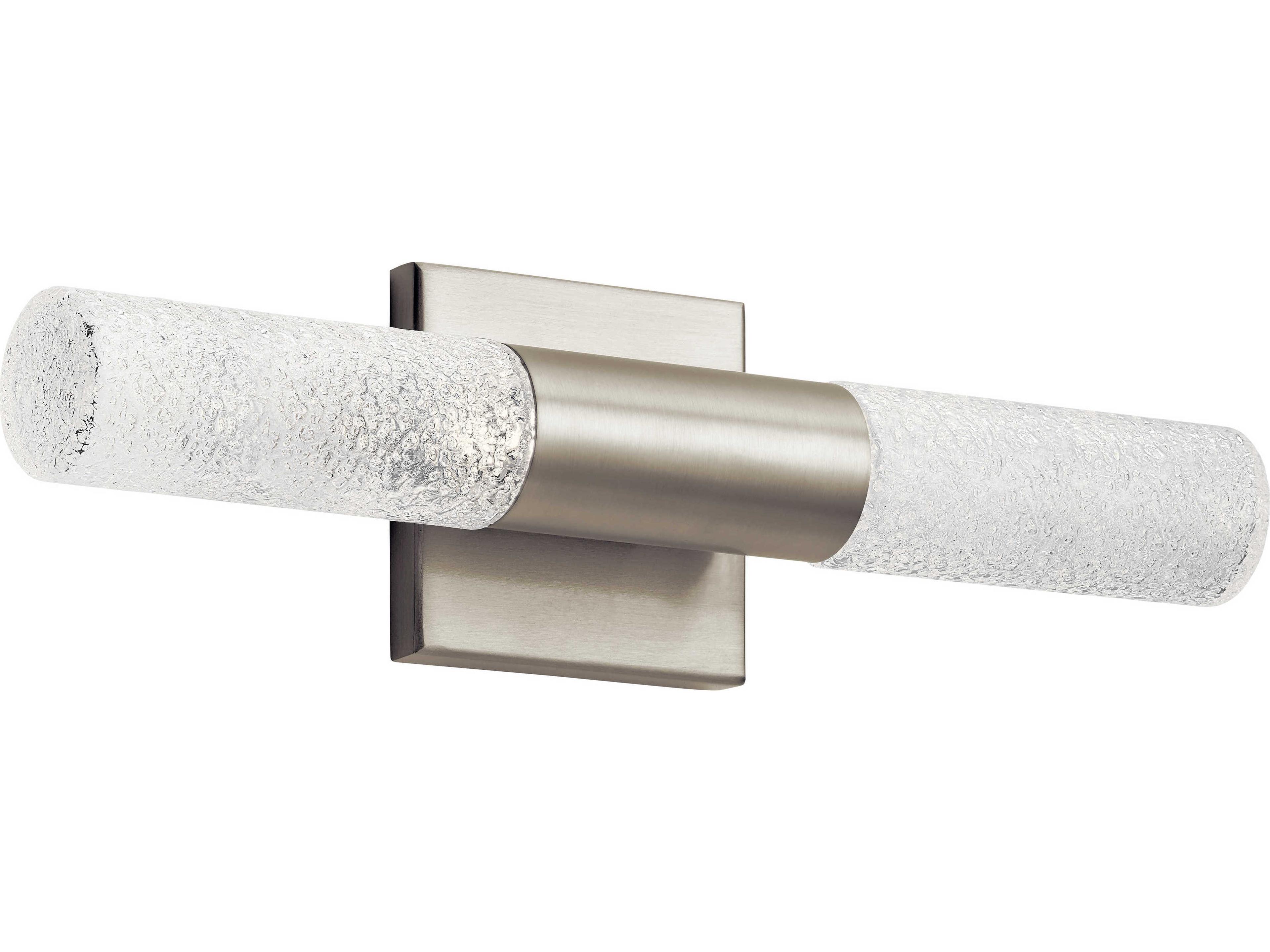 Elan Glacial 2-Light Brushed Nickel Glass LED Vanity Light