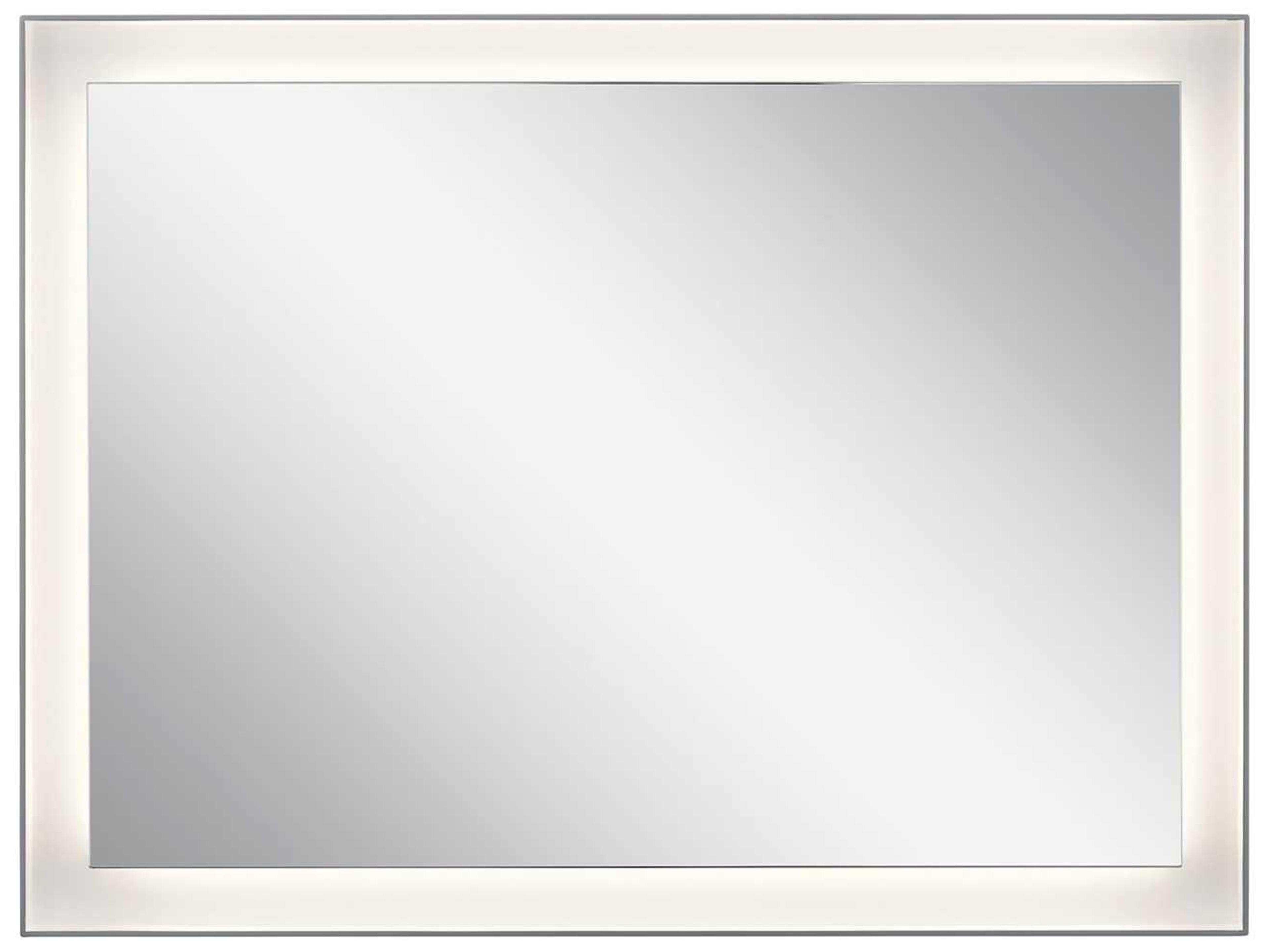 Elan Ryame Matte Silver Rectangular LED Wall Mirror