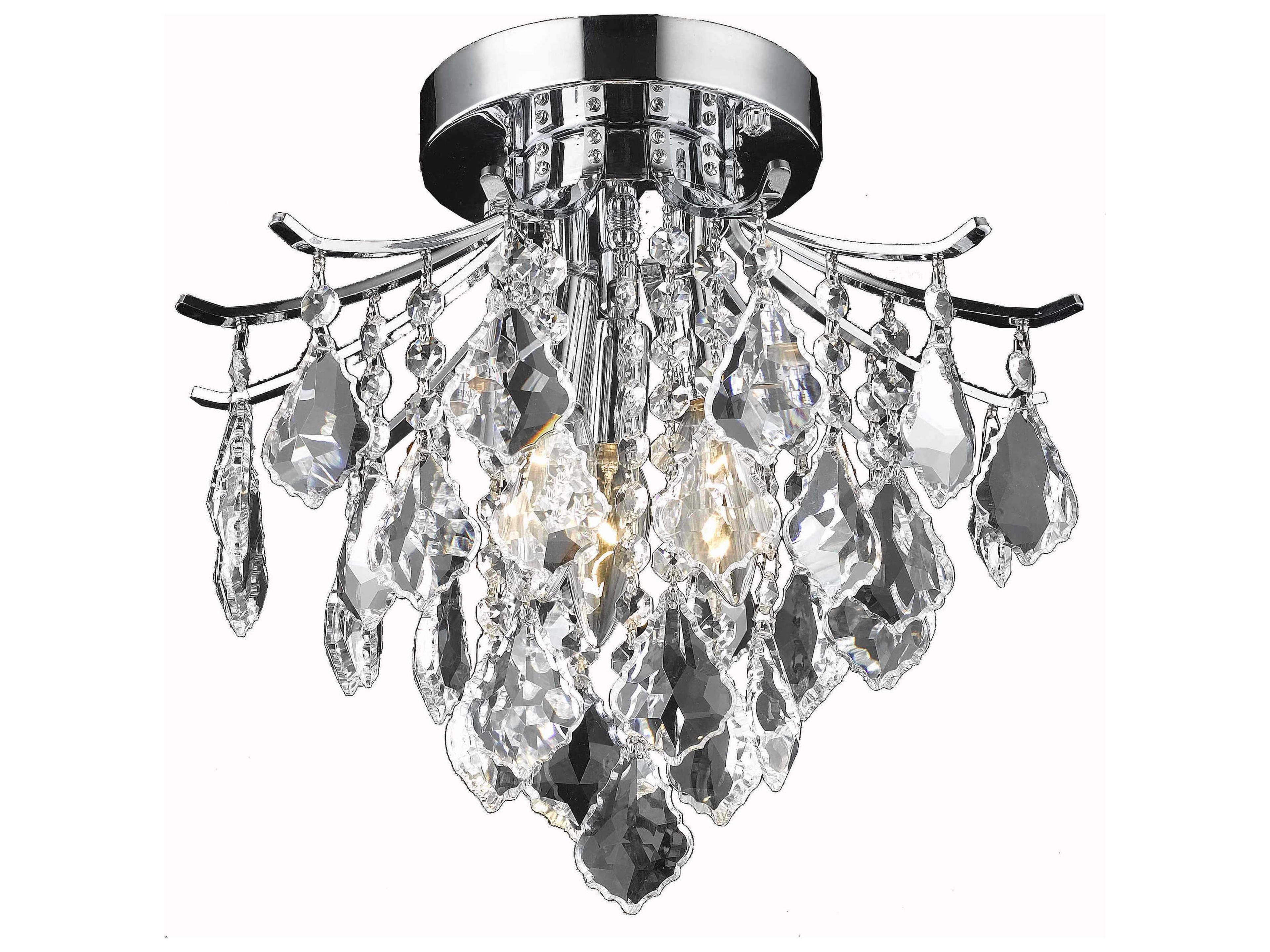 Elegant Lighting Amelia 3-Light Chrome Crystal Flush Mount