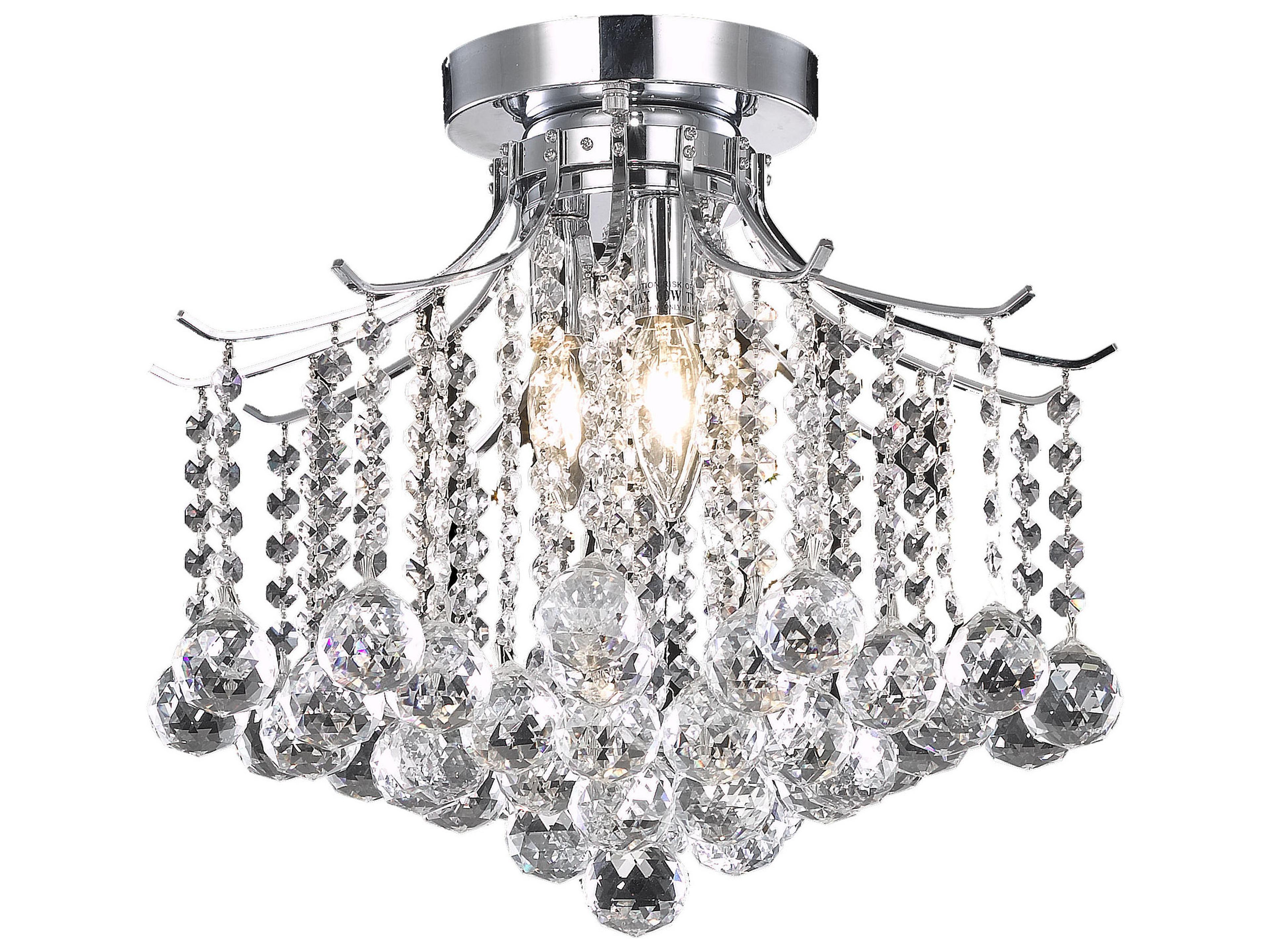 Elegant Lighting Amelia 3-Light Chrome Crystal Flush Mount