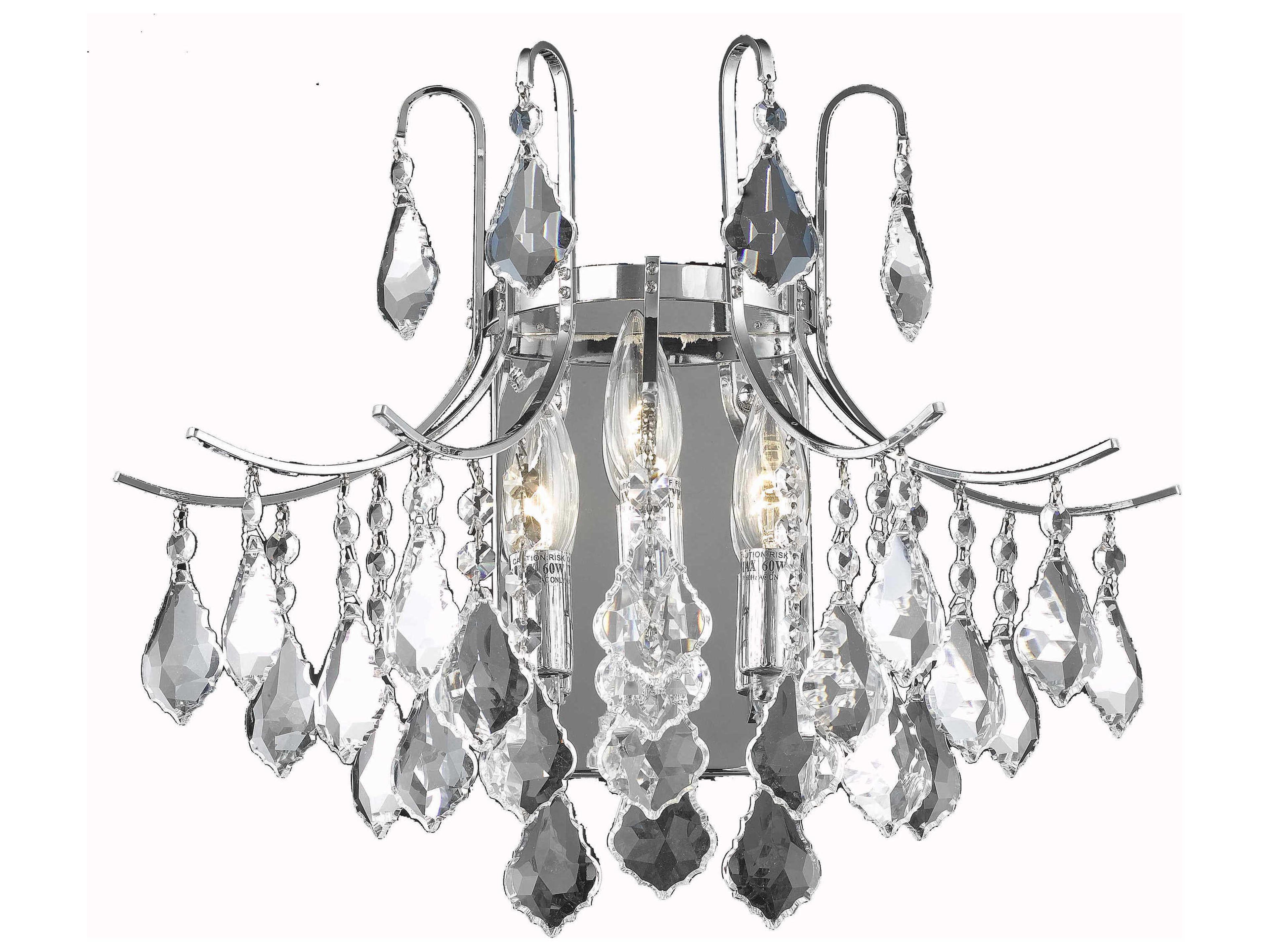 Elegant Lighting Amelia 3-Light Chrome Crystal Wall Sconce