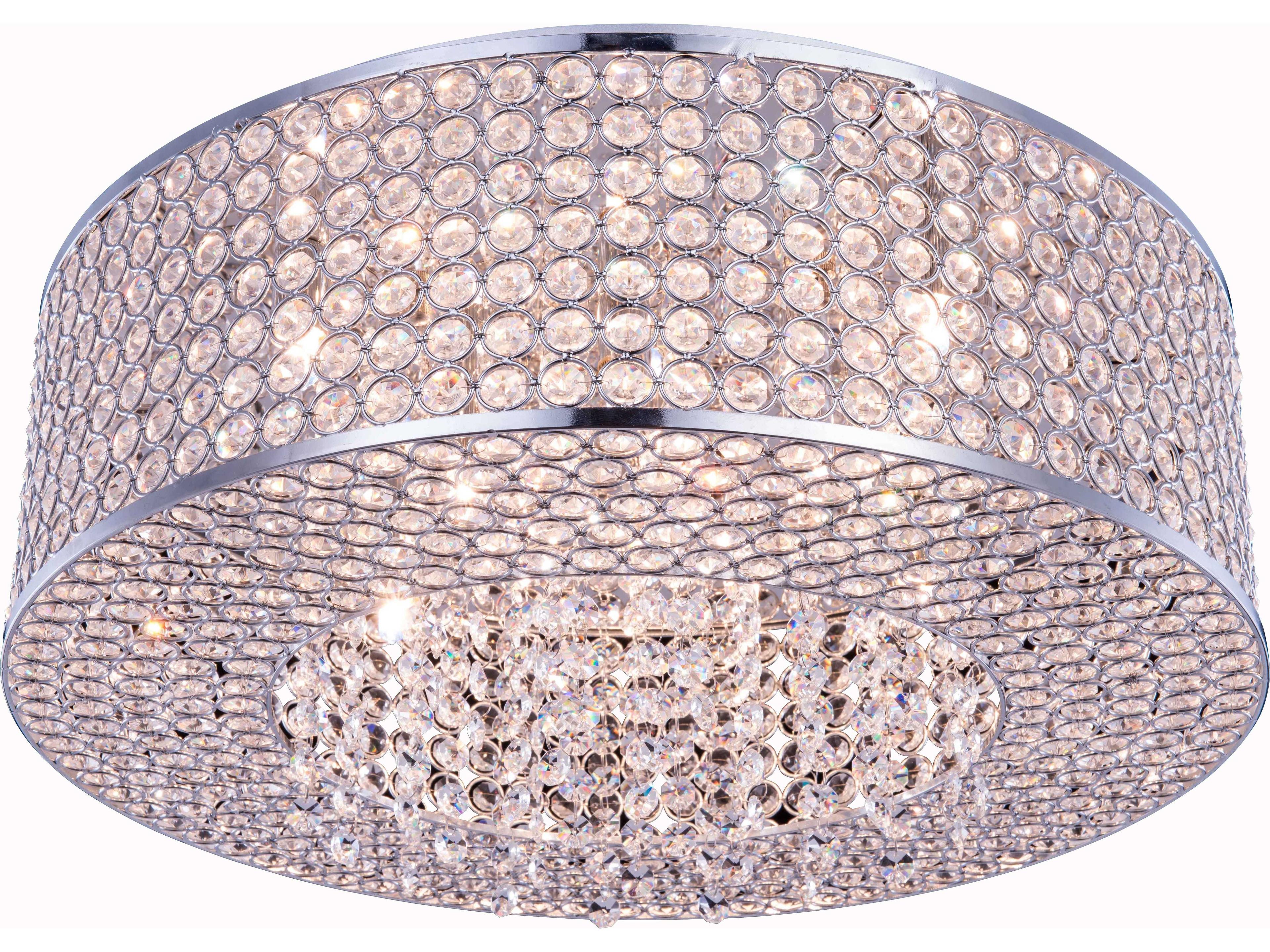 Elegant Lighting Amelie 8-Light Chrome Clear Crystal Flush Mount