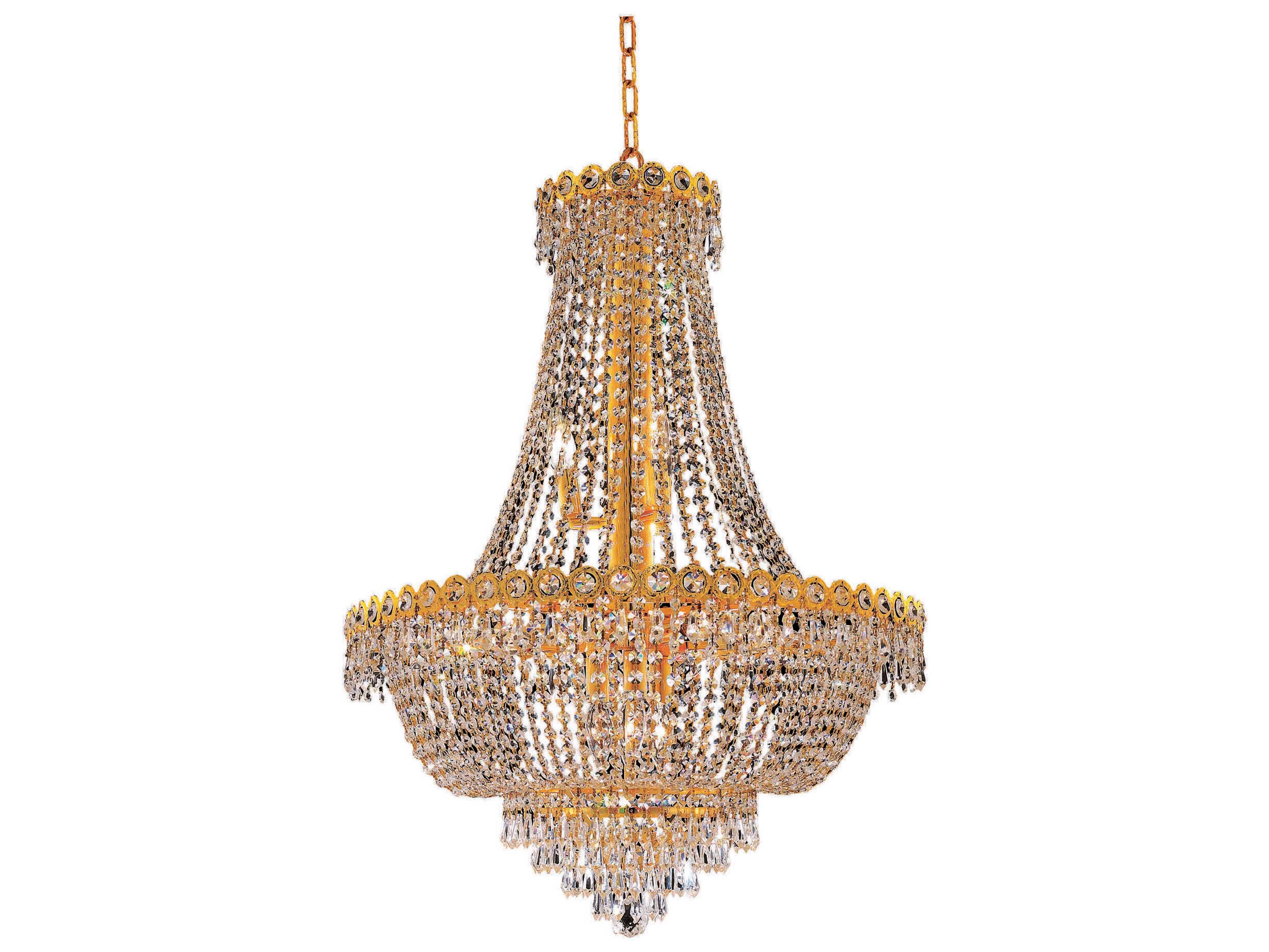 Elegant Lighting Century 12-Light Gold Clear Crystal Candelabra Empire Chandelier