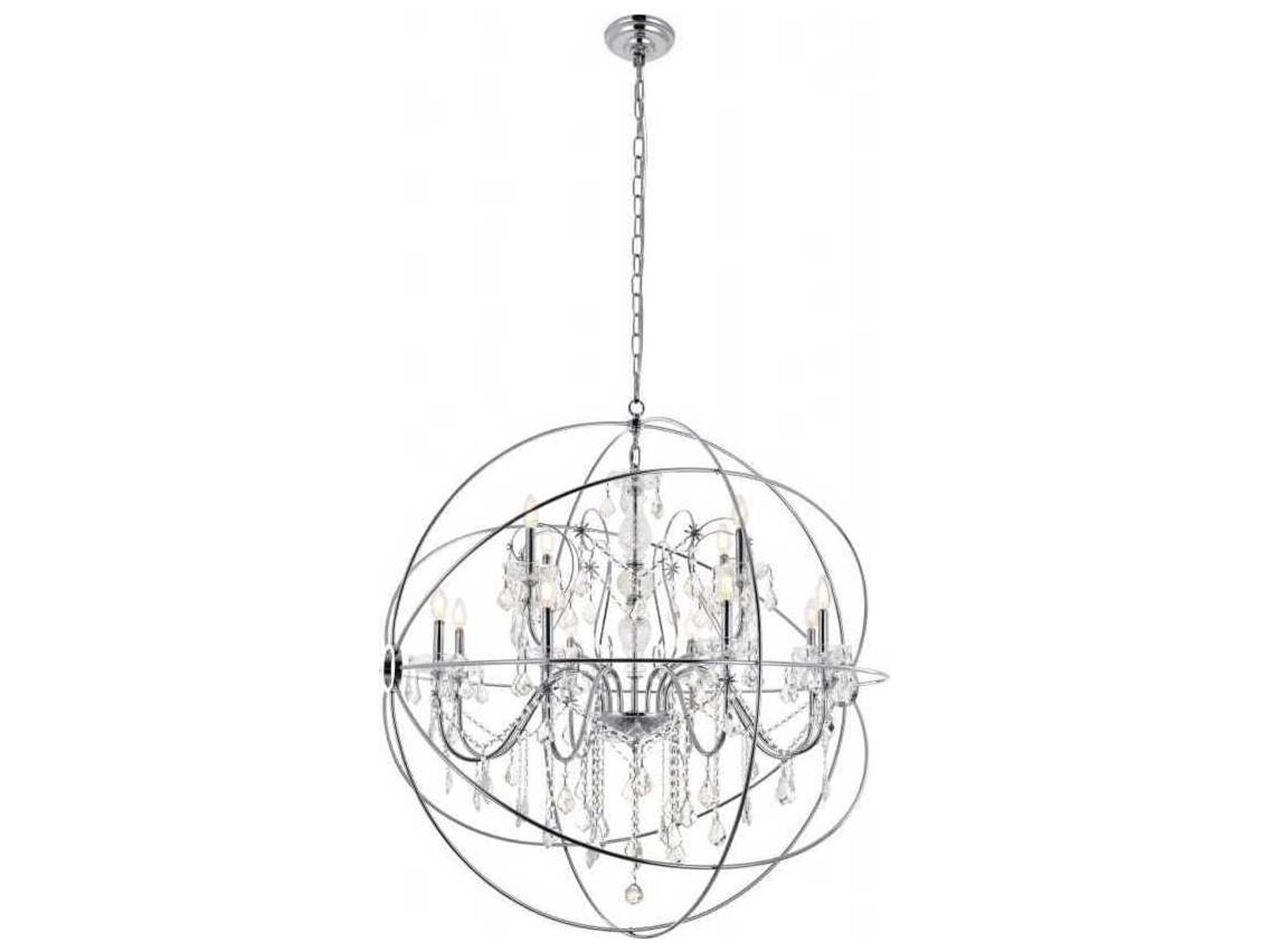 Elegant Lighting Cordelia 12-Light Chrome Clear Crystal Candelabra Globe Chandelier