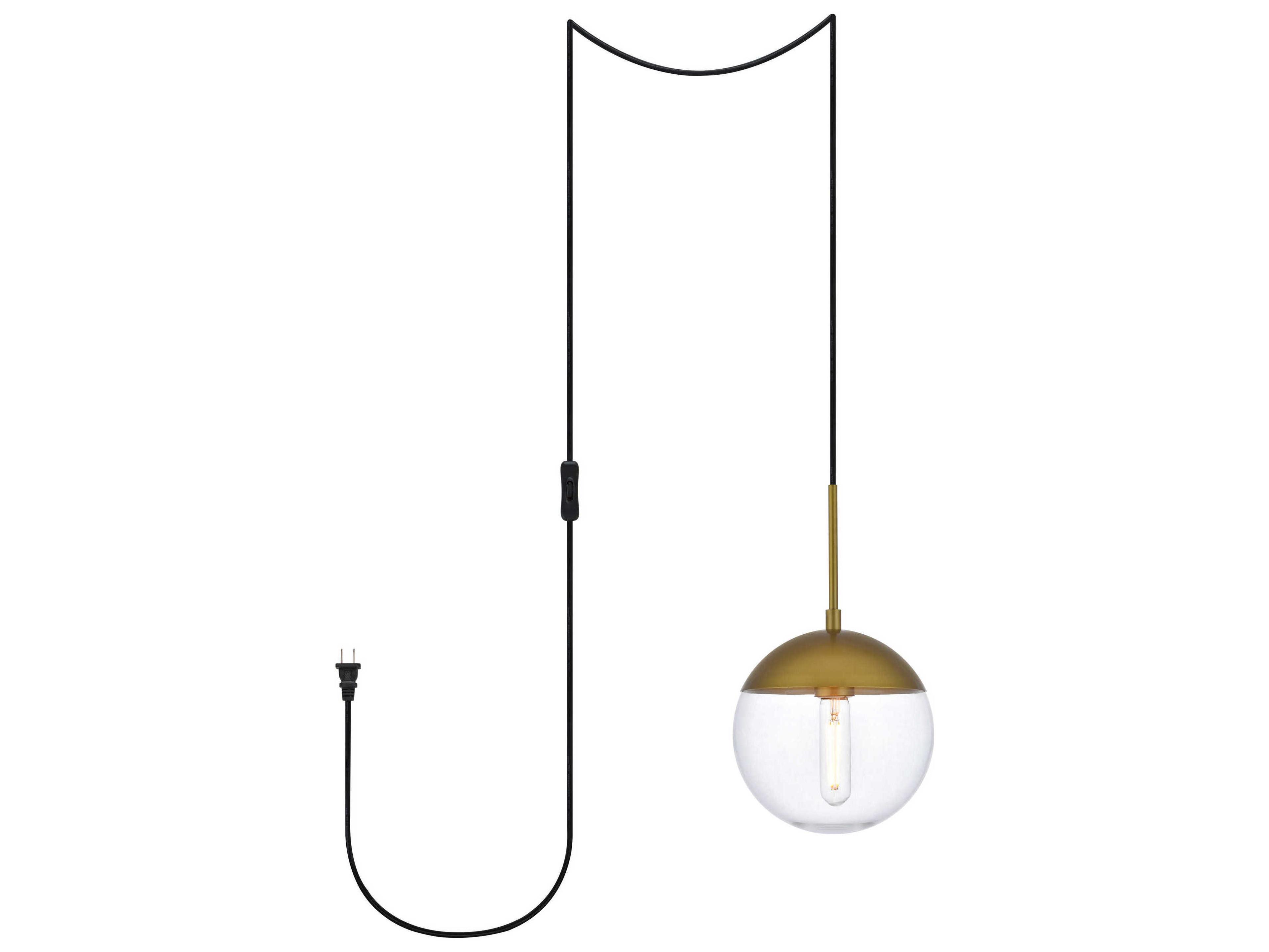 Elegant Lighting Eclipse 1-Light Brass And Clear Glass Globe Mini Pendant