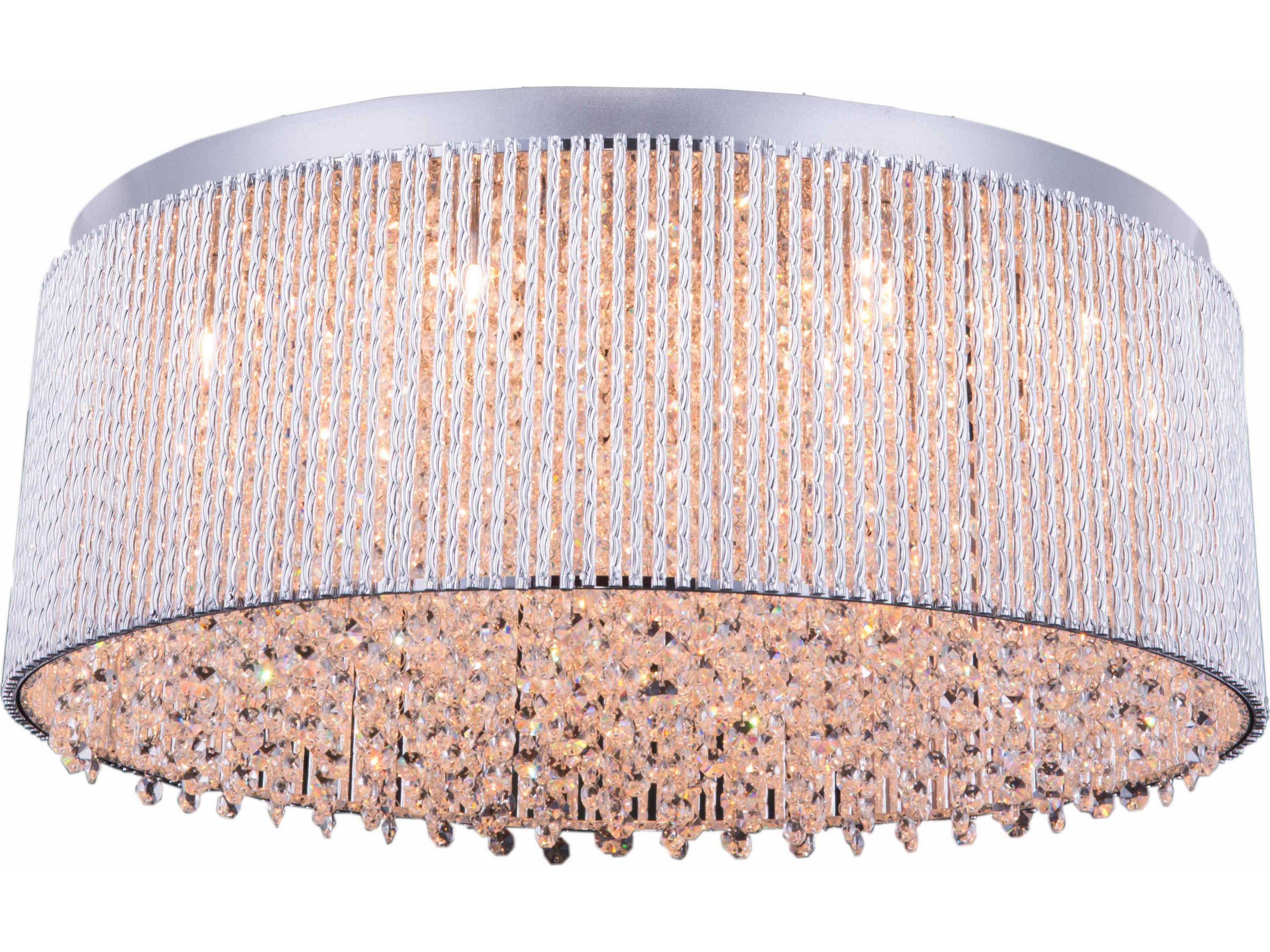 Elegant Lighting Influx 1-Light Chrome Clear Crystal Drum Flush Mount