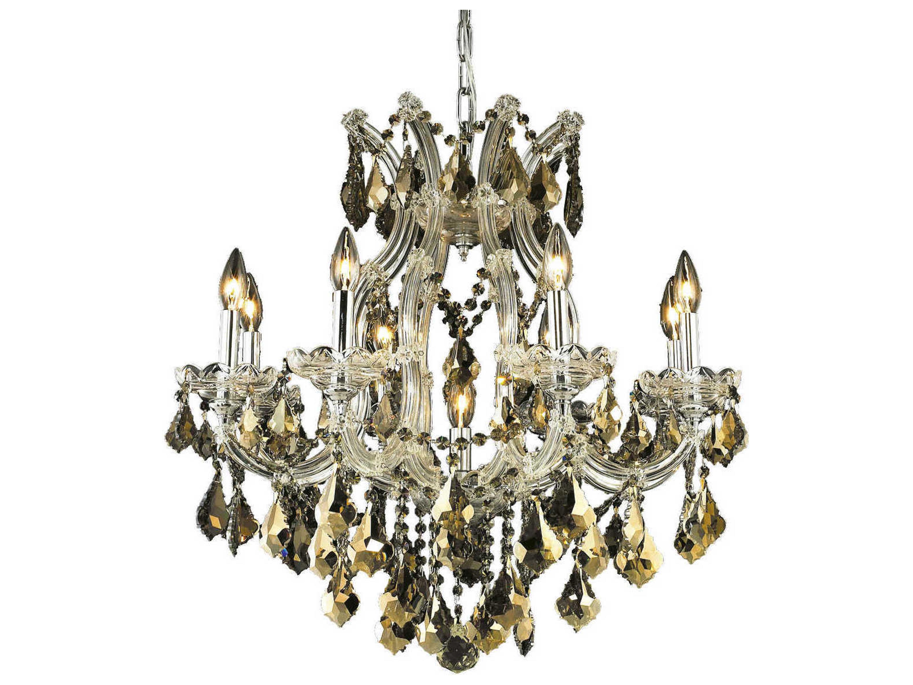 Elegant Lighting Maria Theresa 9-Light Chrome Gold Crystal Glass Candelabra Chandelier