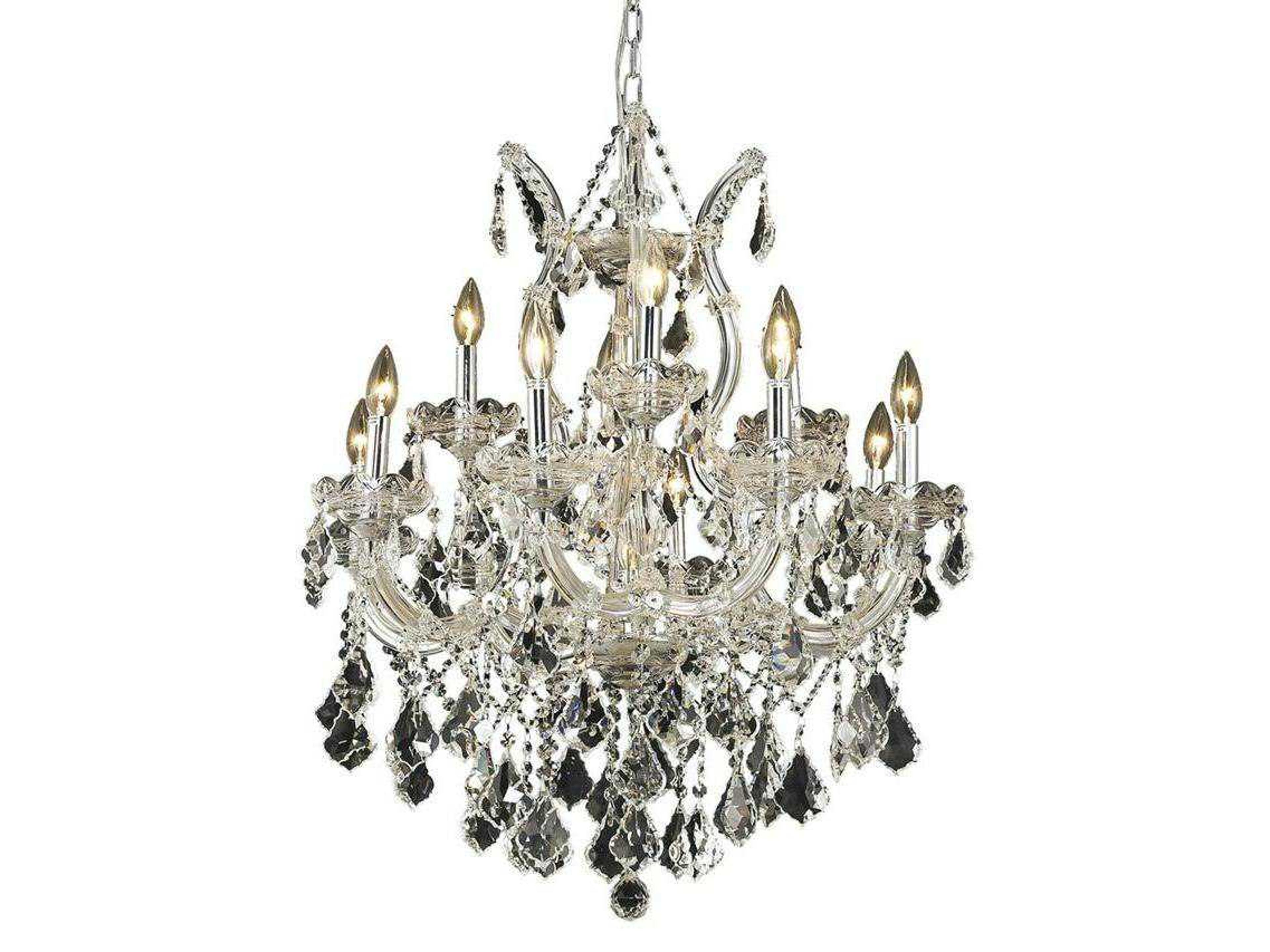 Elegant Lighting Maria Theresa 13-Light Chrome Clear Crystal Candelabra Tiered Chandelier