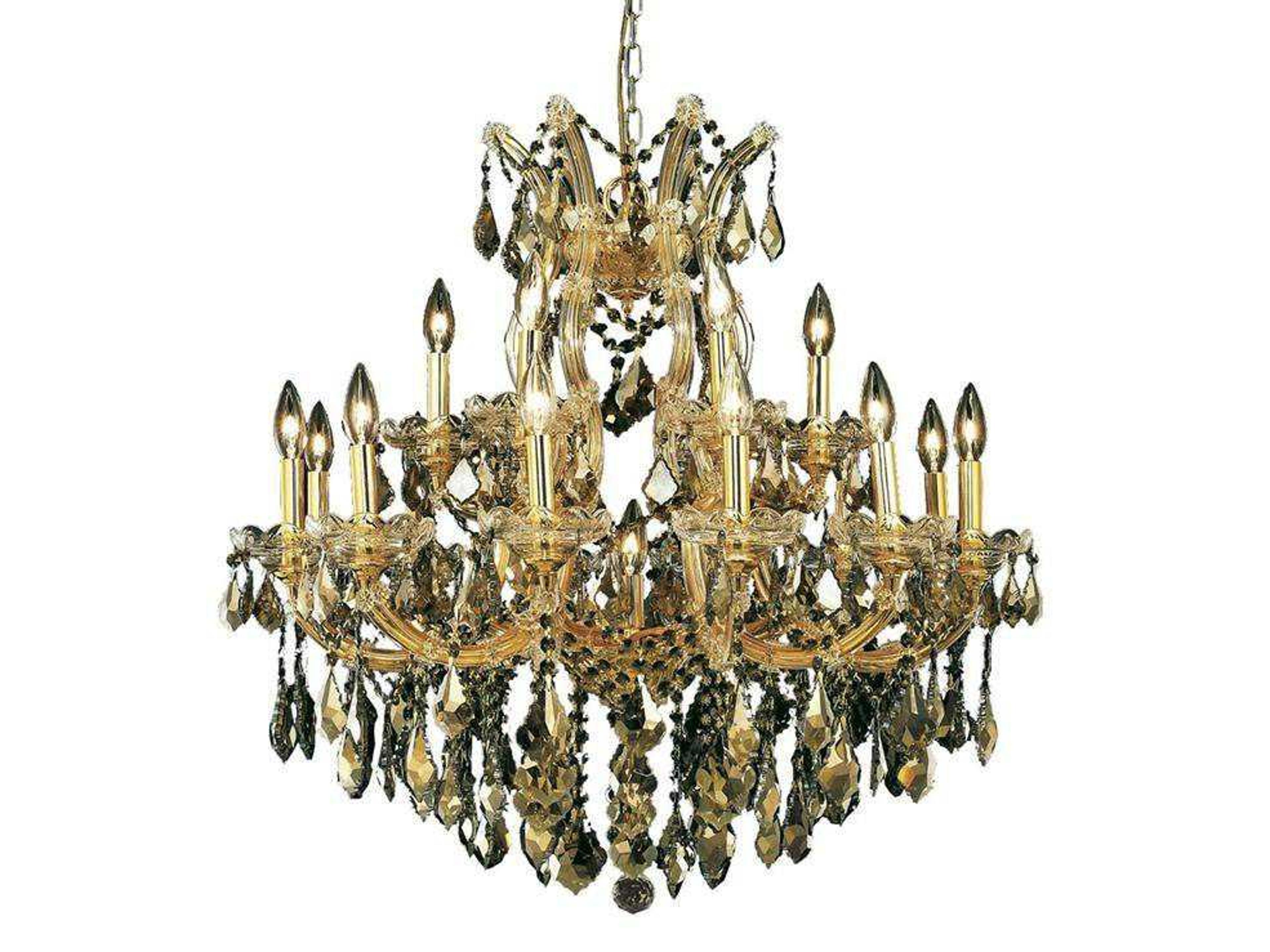 Elegant Lighting Maria Theresa 19-Light Gold Crystal Candelabra Tiered Chandelier