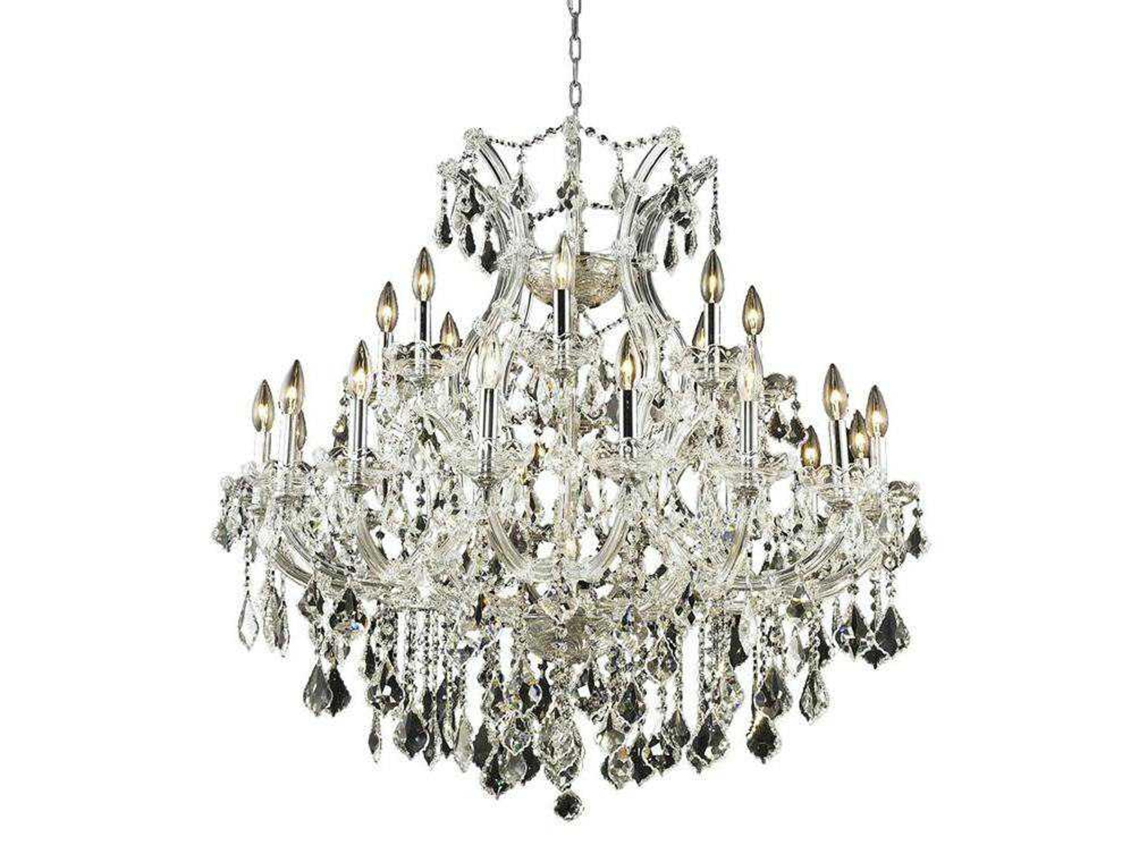 Elegant Lighting Maria Theresa 24-Light Chrome Clear Crystal Candelabra Tiered Chandelier