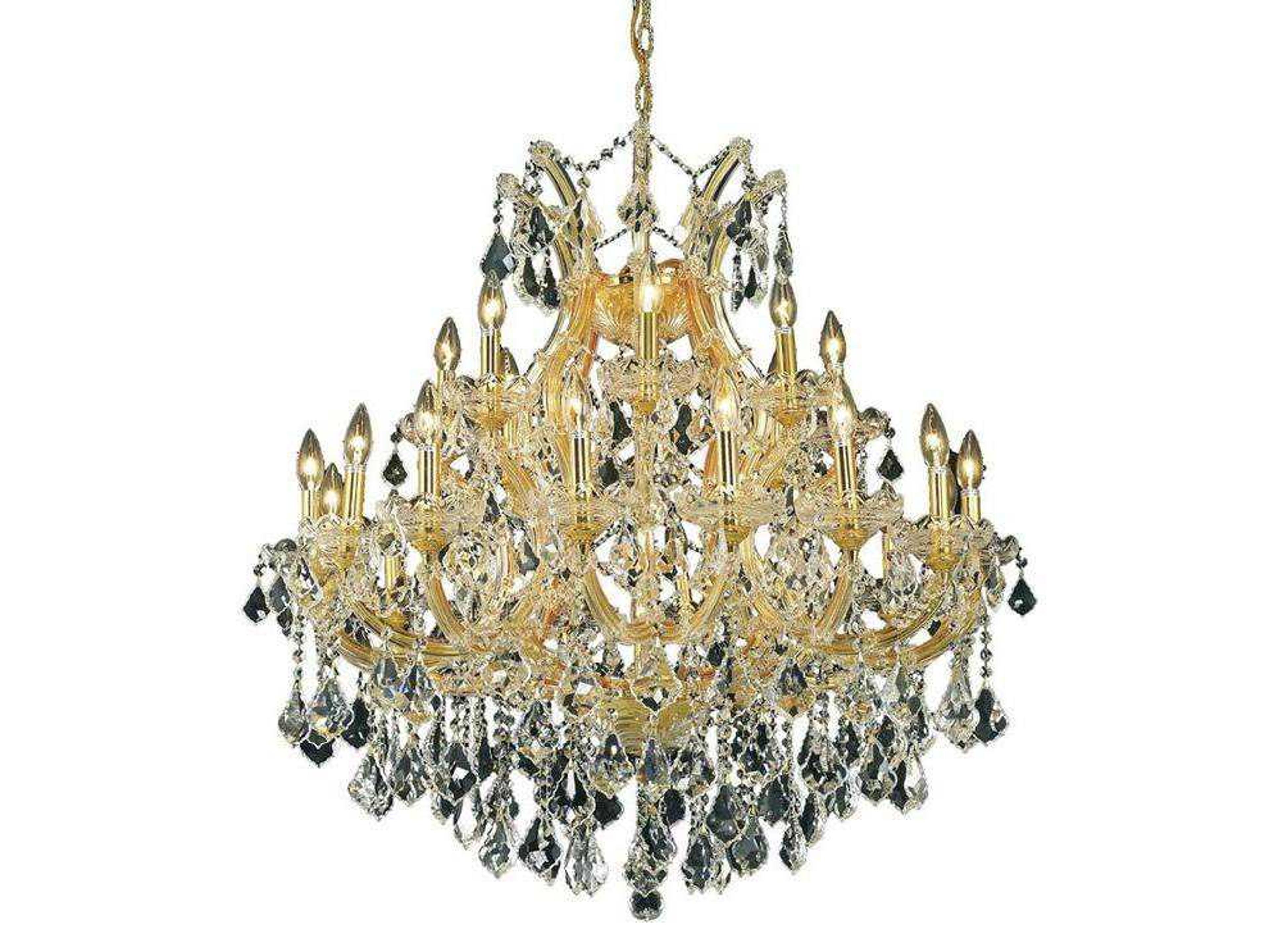 Elegant Lighting Maria Theresa 24-Light Gold Crystal Candelabra Tiered Chandelier