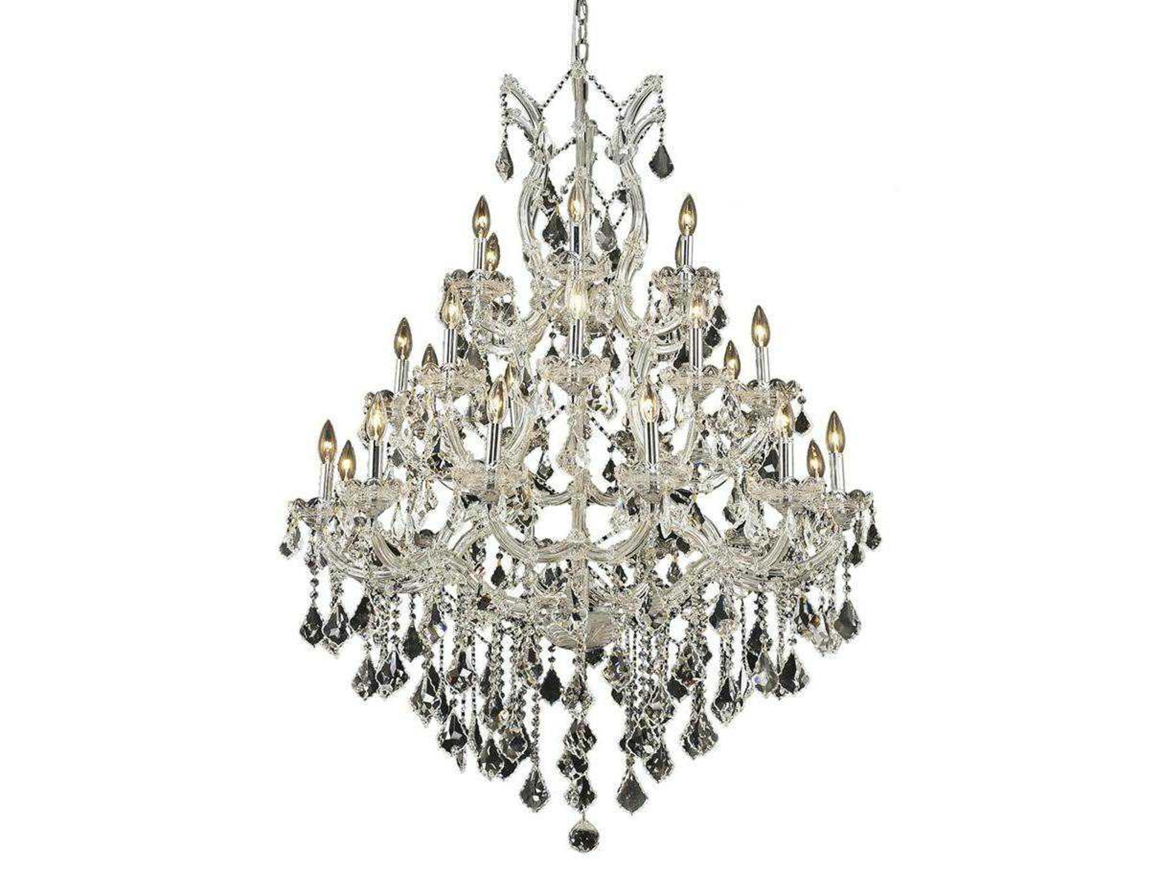 Elegant Lighting Maria Theresa 28-Light Chrome Clear Crystal Candelabra Tiered Chandelier