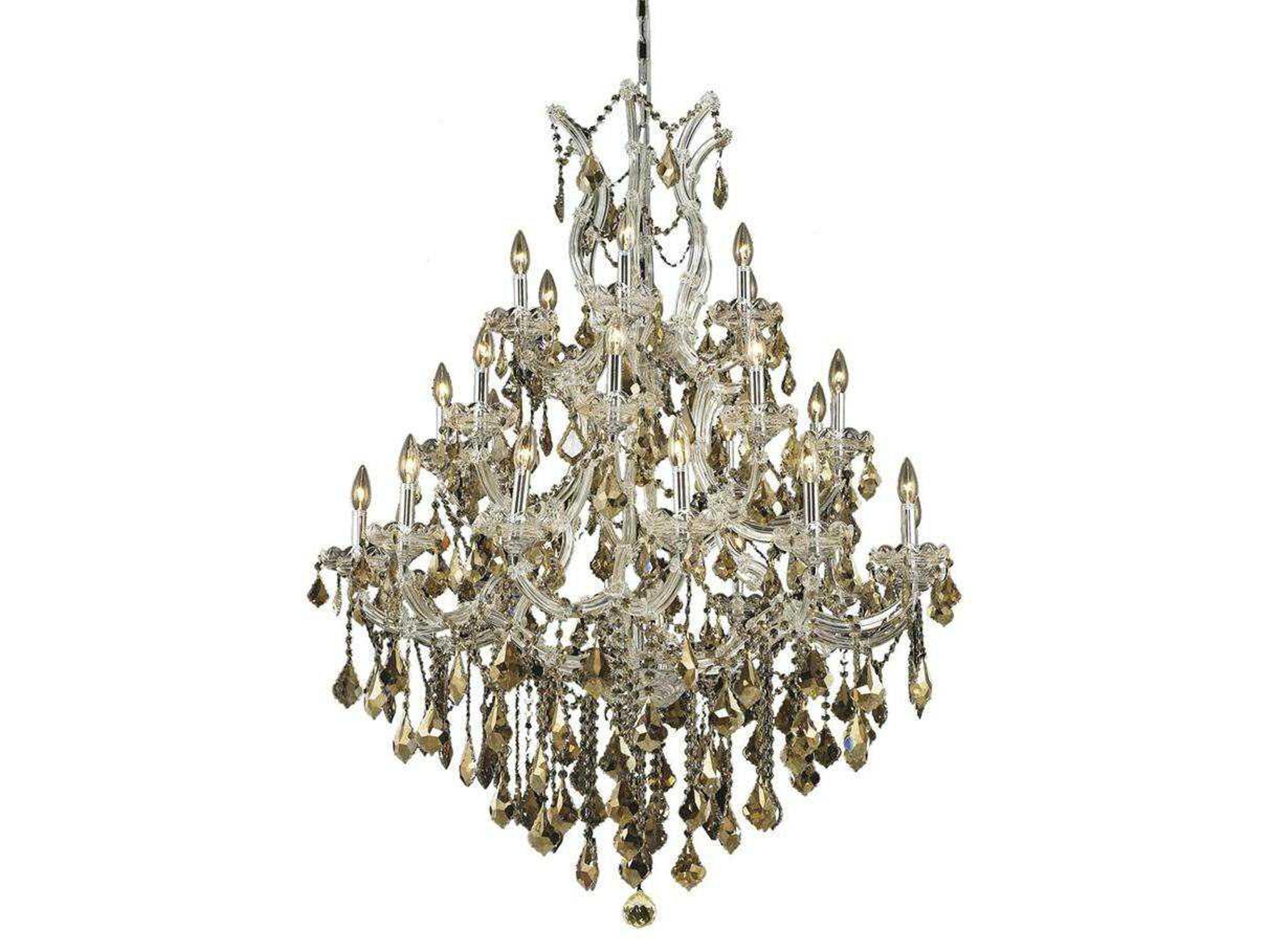 Elegant Lighting Maria Theresa 28-Light Chrome Gold Crystal Candelabra Tiered Chandelier