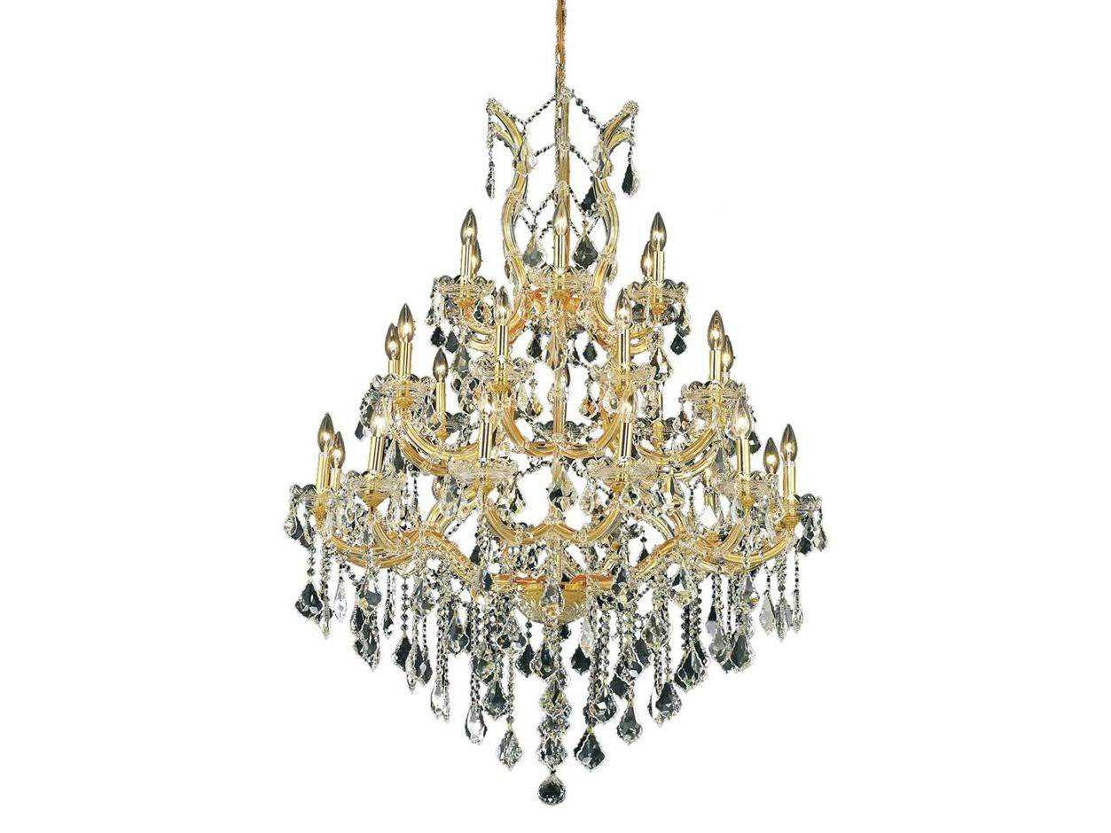 Elegant Lighting Maria Theresa 28-Light Gold Clear Crystal Candelabra Tiered Chandelier