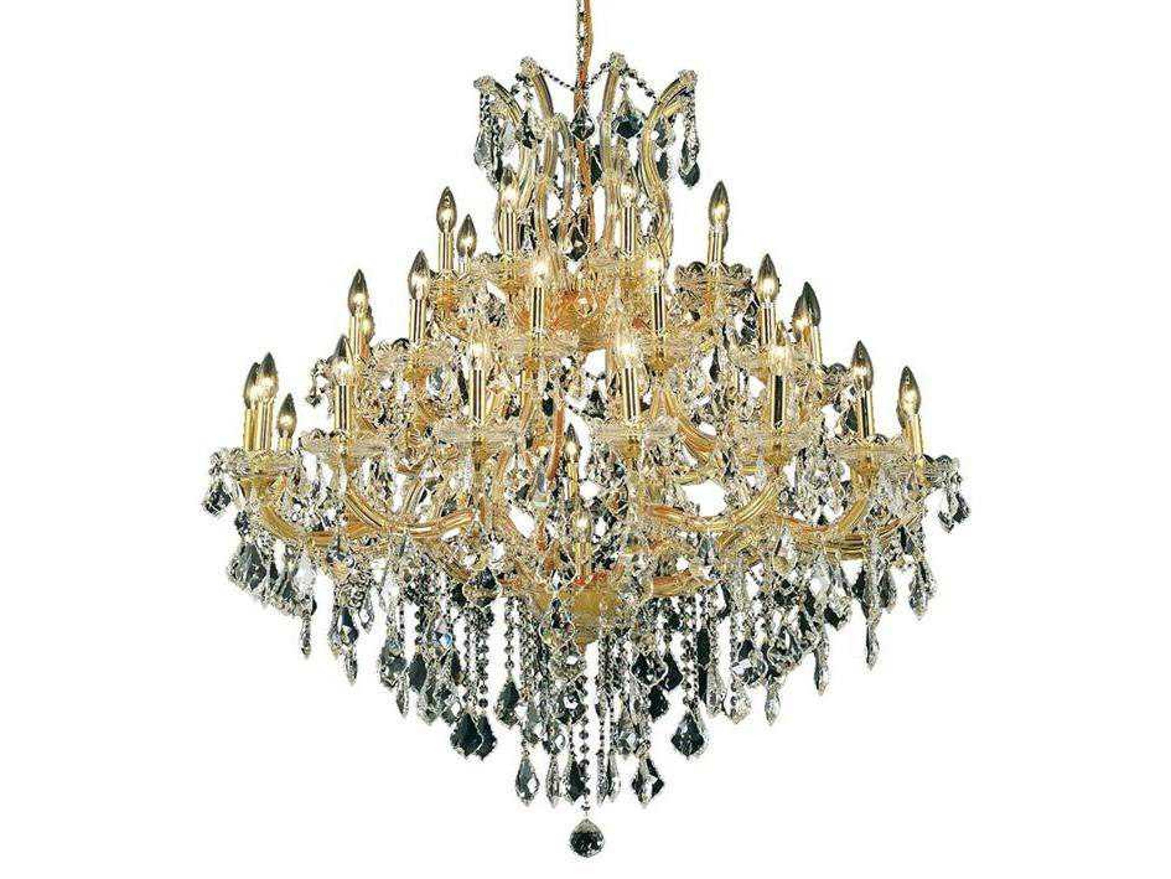 Elegant Lighting Maria Theresa 37-Light Gold Clear Crystal Candelabra Tiered Chandelier