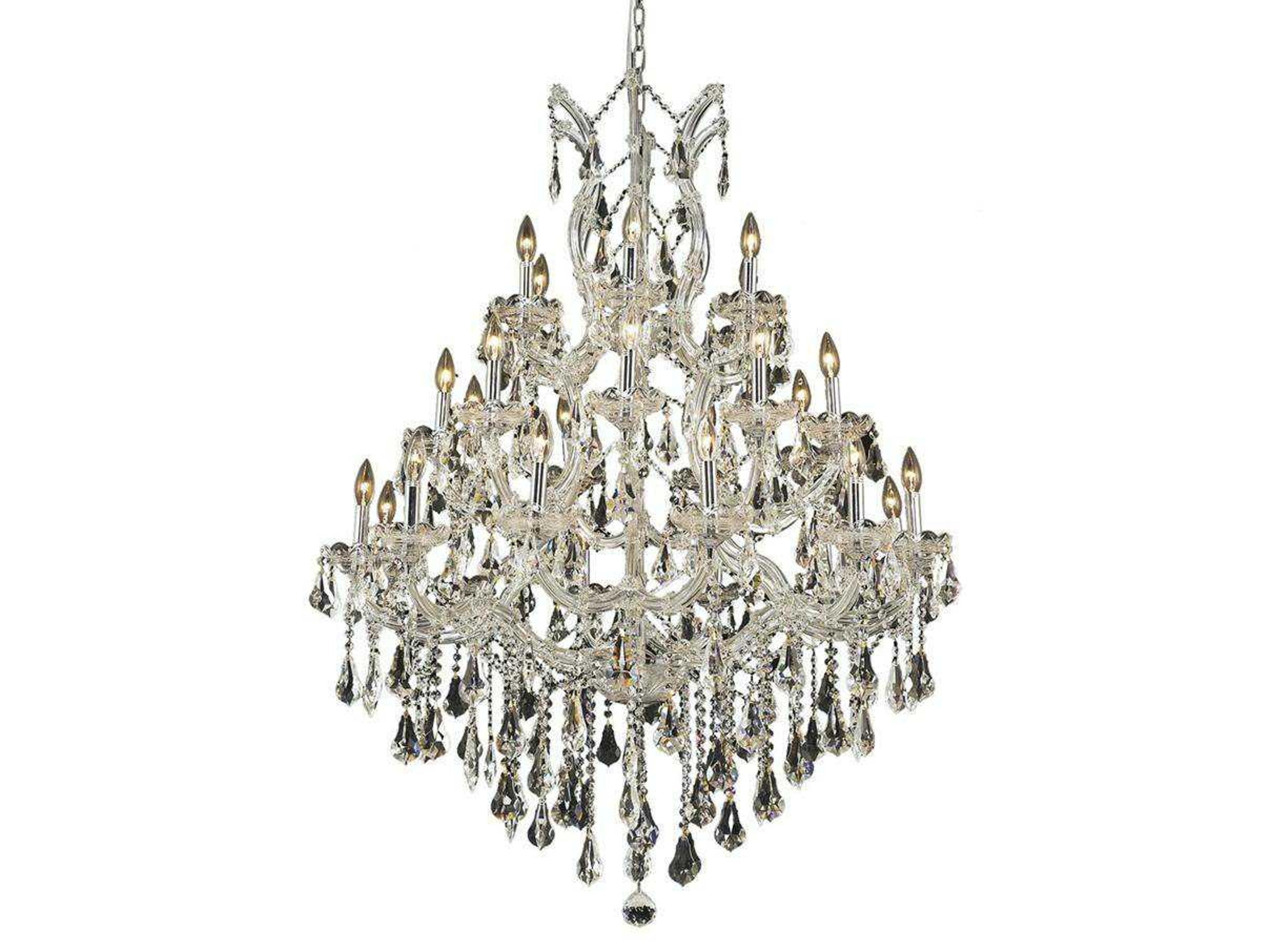 Elegant Lighting Maria Theresa 28-Light Chrome Clear Crystal Candelabra Tiered Chandelier