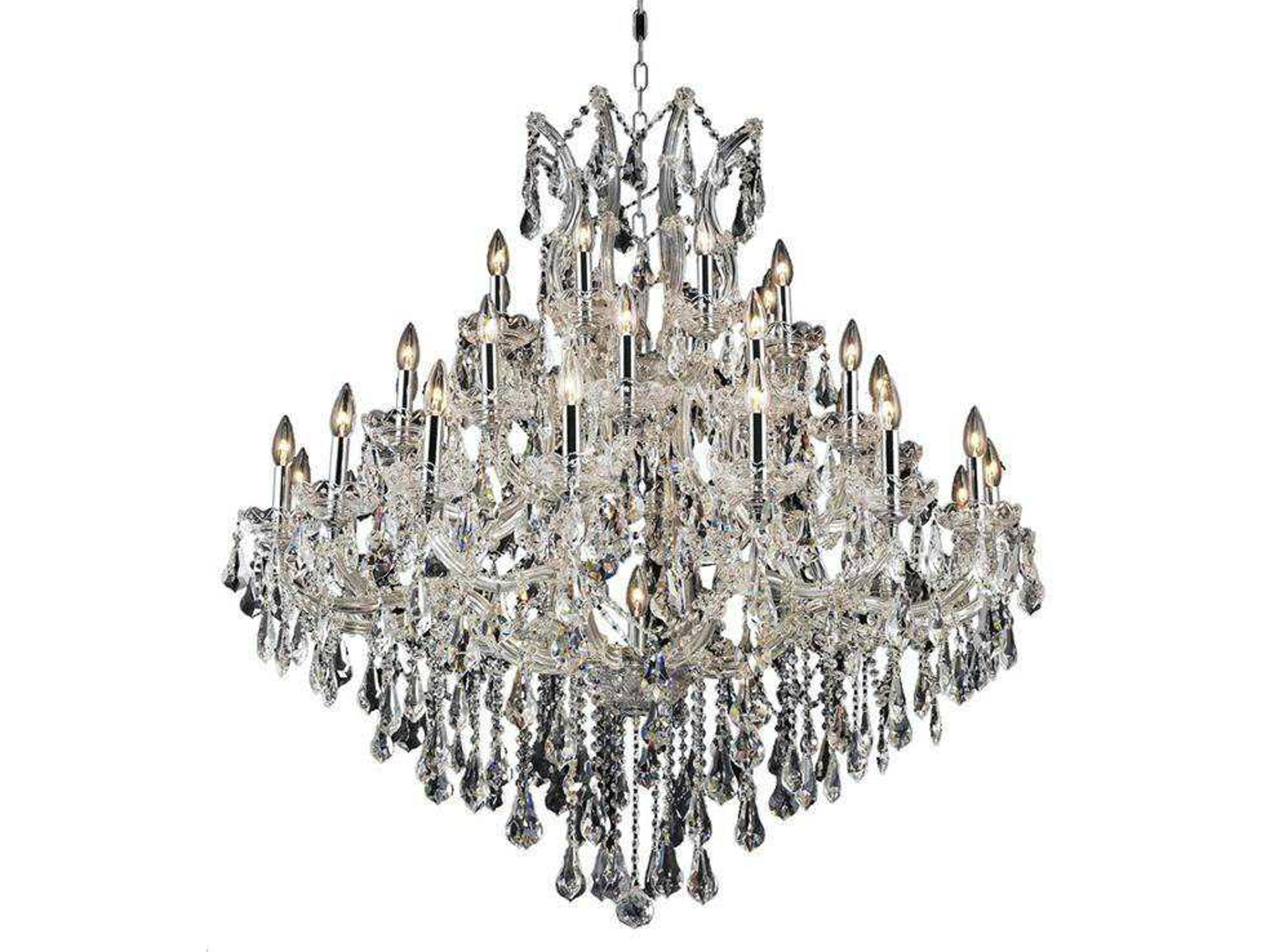 Elegant Lighting Maria Theresa 37-Light Chrome Clear Crystal Candelabra Tiered Chandelier