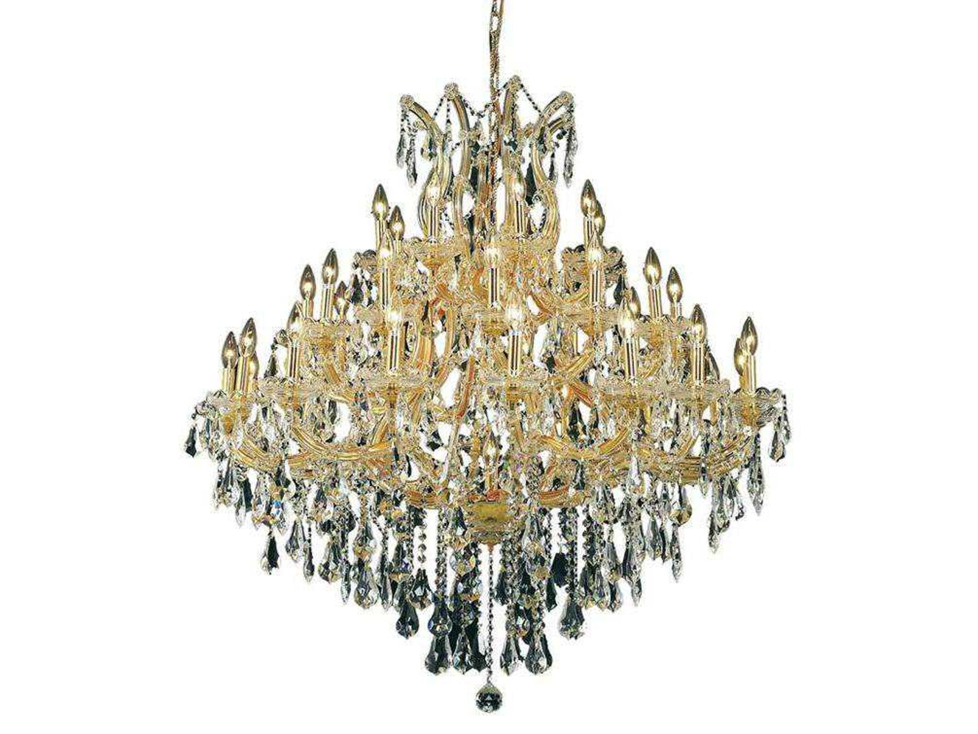 Elegant Lighting Maria Theresa 37-Light Gold Clear Crystal Candelabra Tiered Chandelier