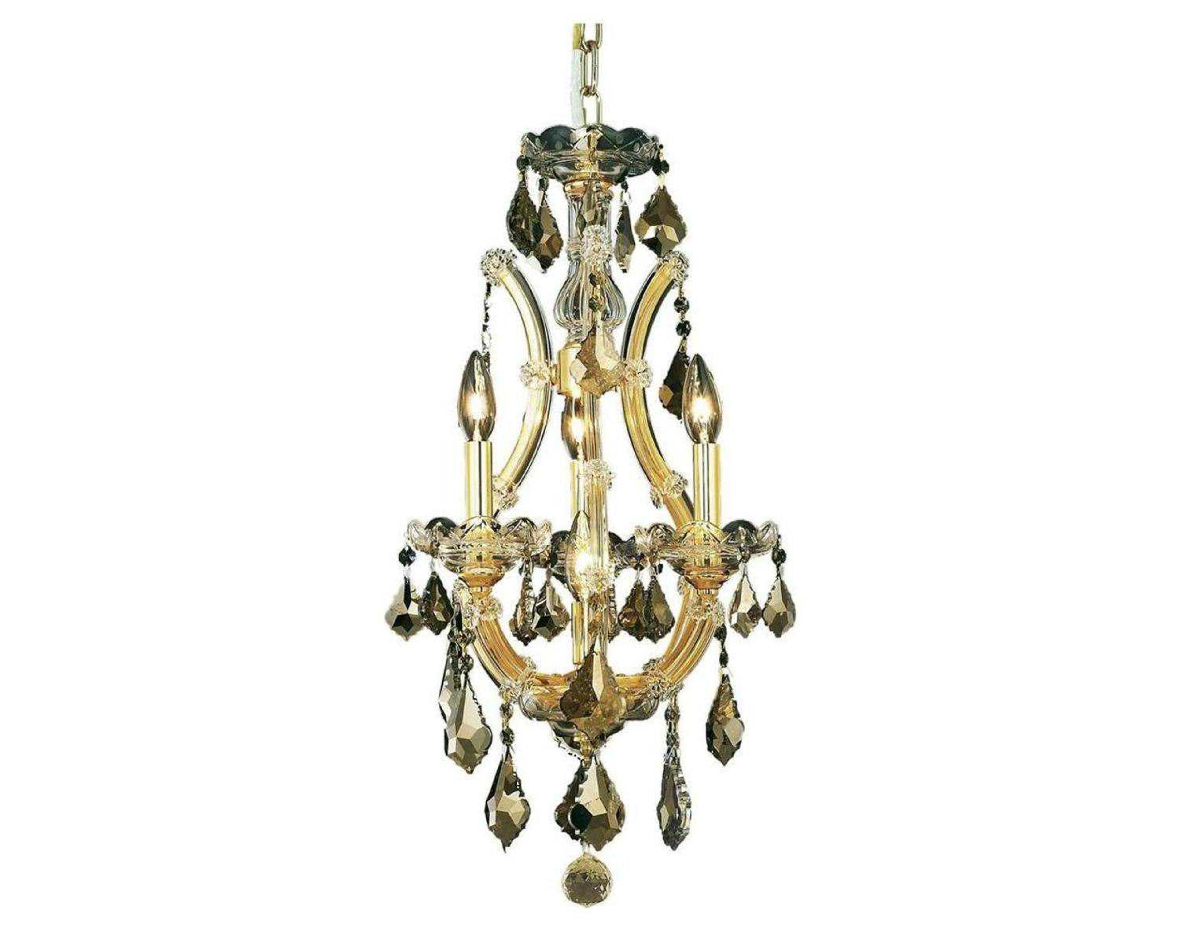 Elegant Lighting Maria Theresa 4-Light Gold Crystal Candelabra Chandelier