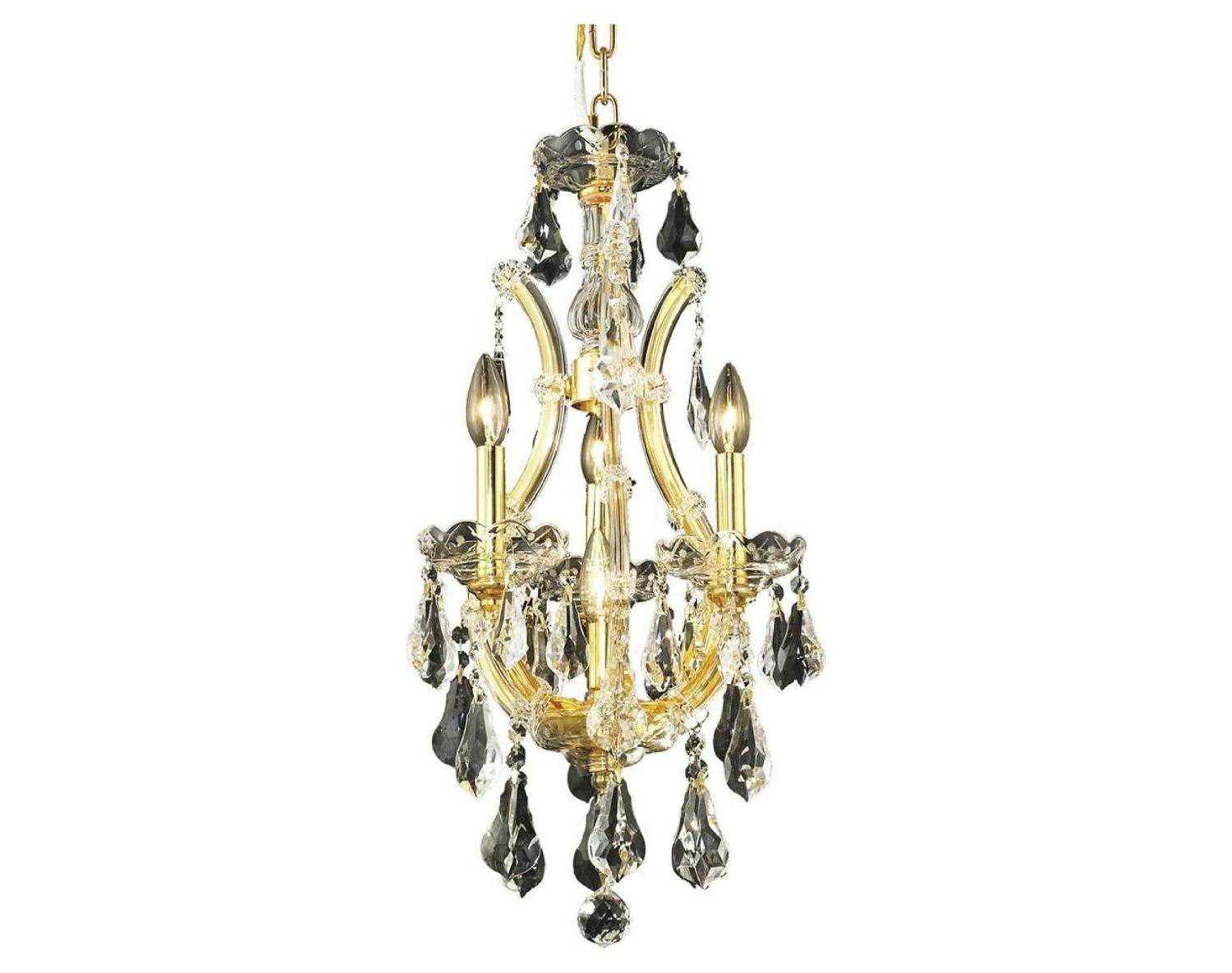 Elegant Lighting Maria Theresa 4-Light Gold Clear Crystal Candelabra Chandelier