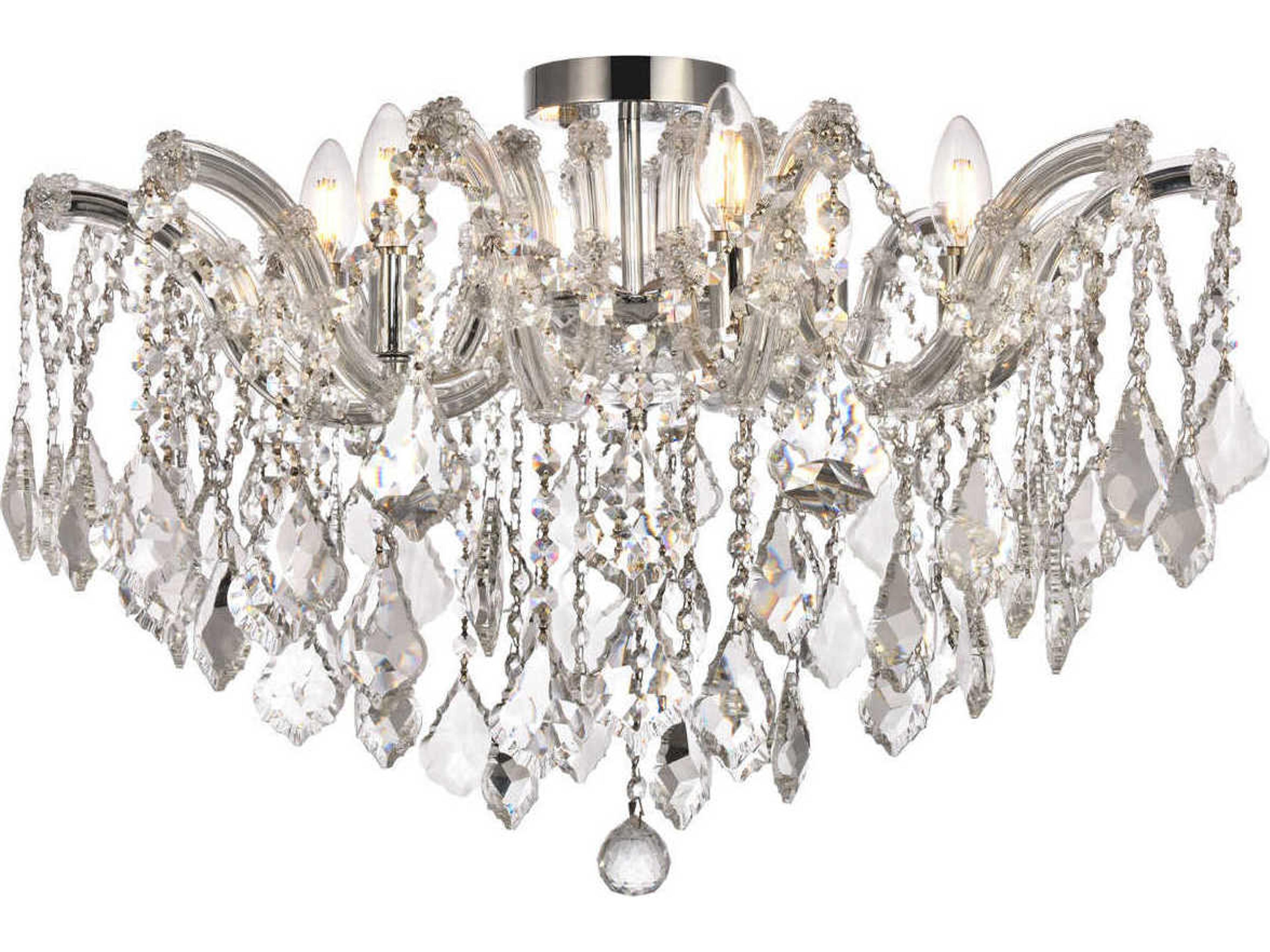 Elegant Lighting Maria Theresa 6-Light Chrome Clear Crystal Glass Semi Flush Mount