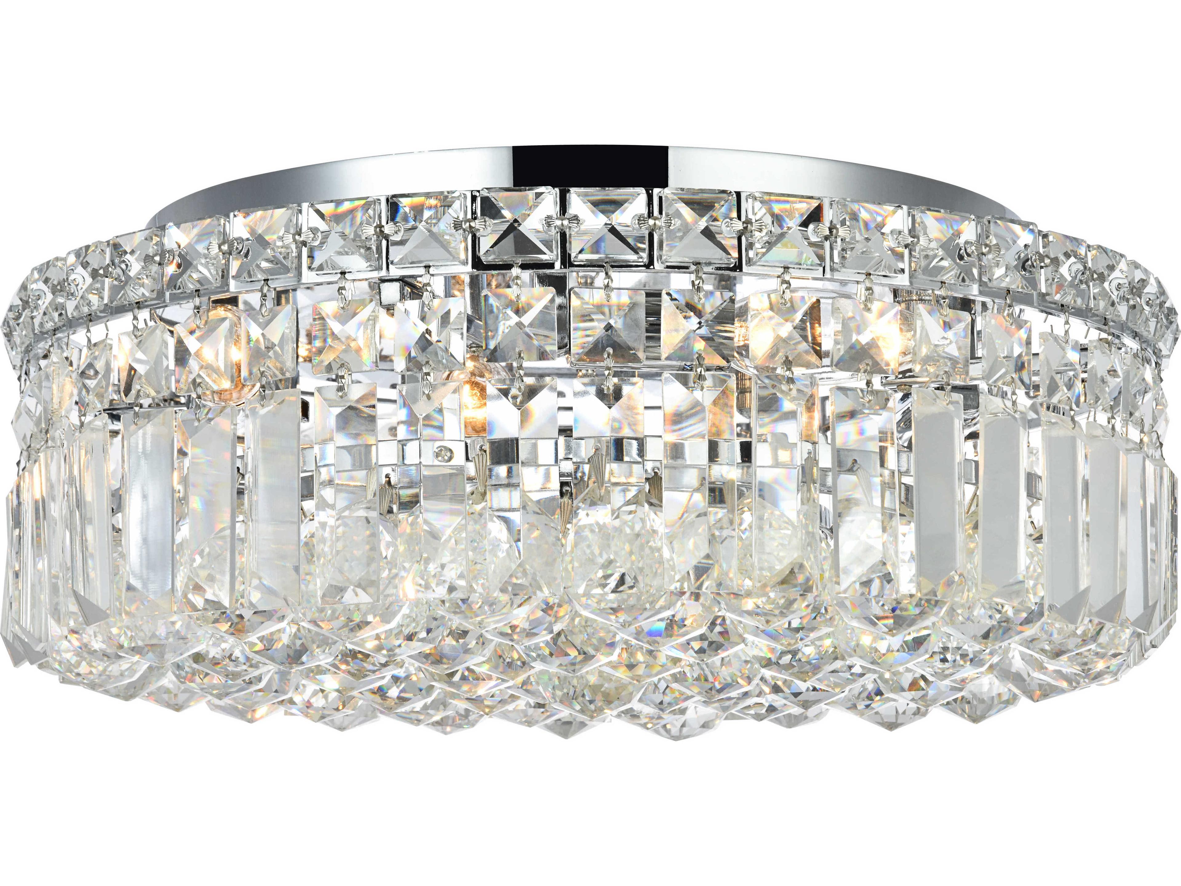 Elegant Lighting Maxime Chrome Clear Crystal Drum Flush Mount