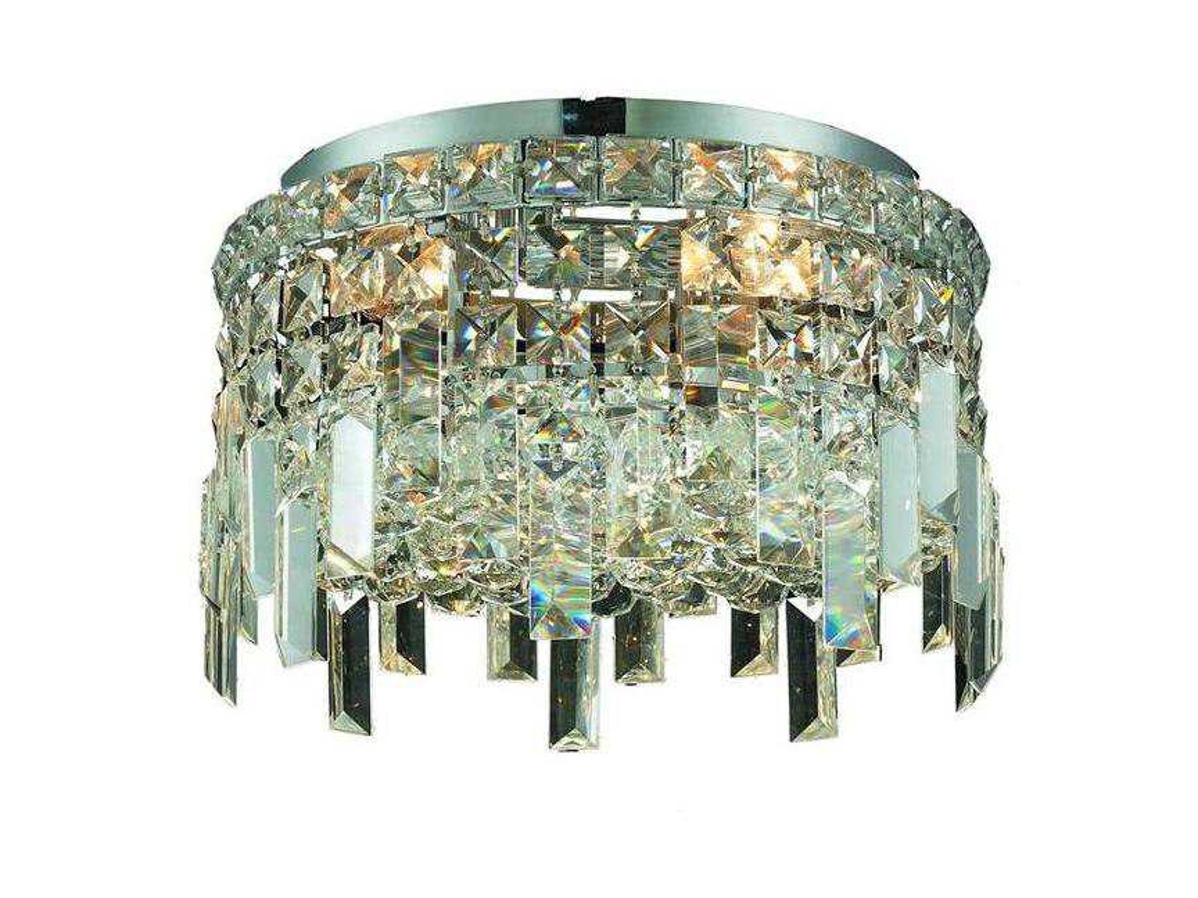 Elegant Lighting Maxime Chrome Clear Crystal Drum Flush Mount