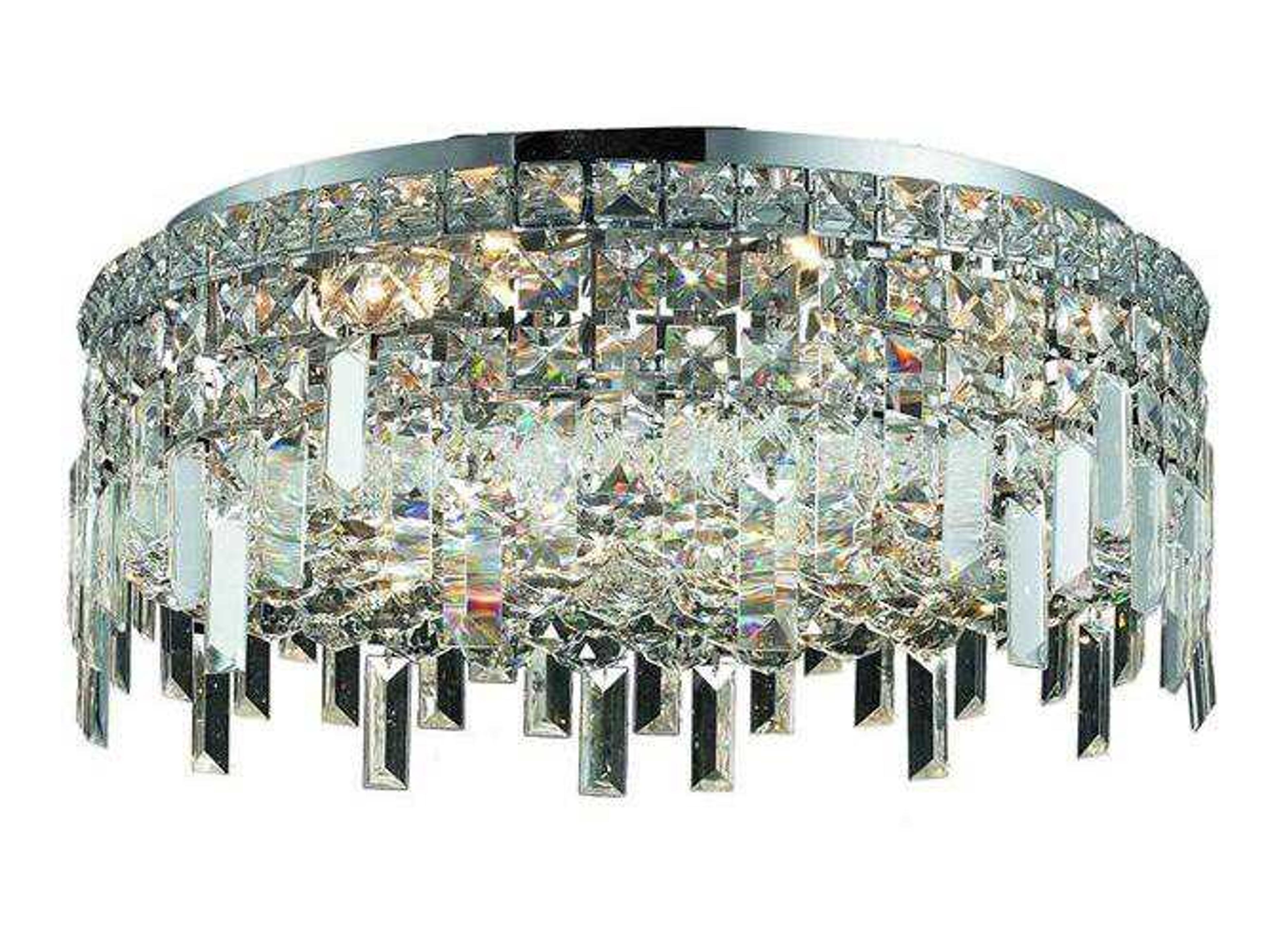 Elegant Lighting Maxime Chrome Clear Crystal Drum Flush Mount