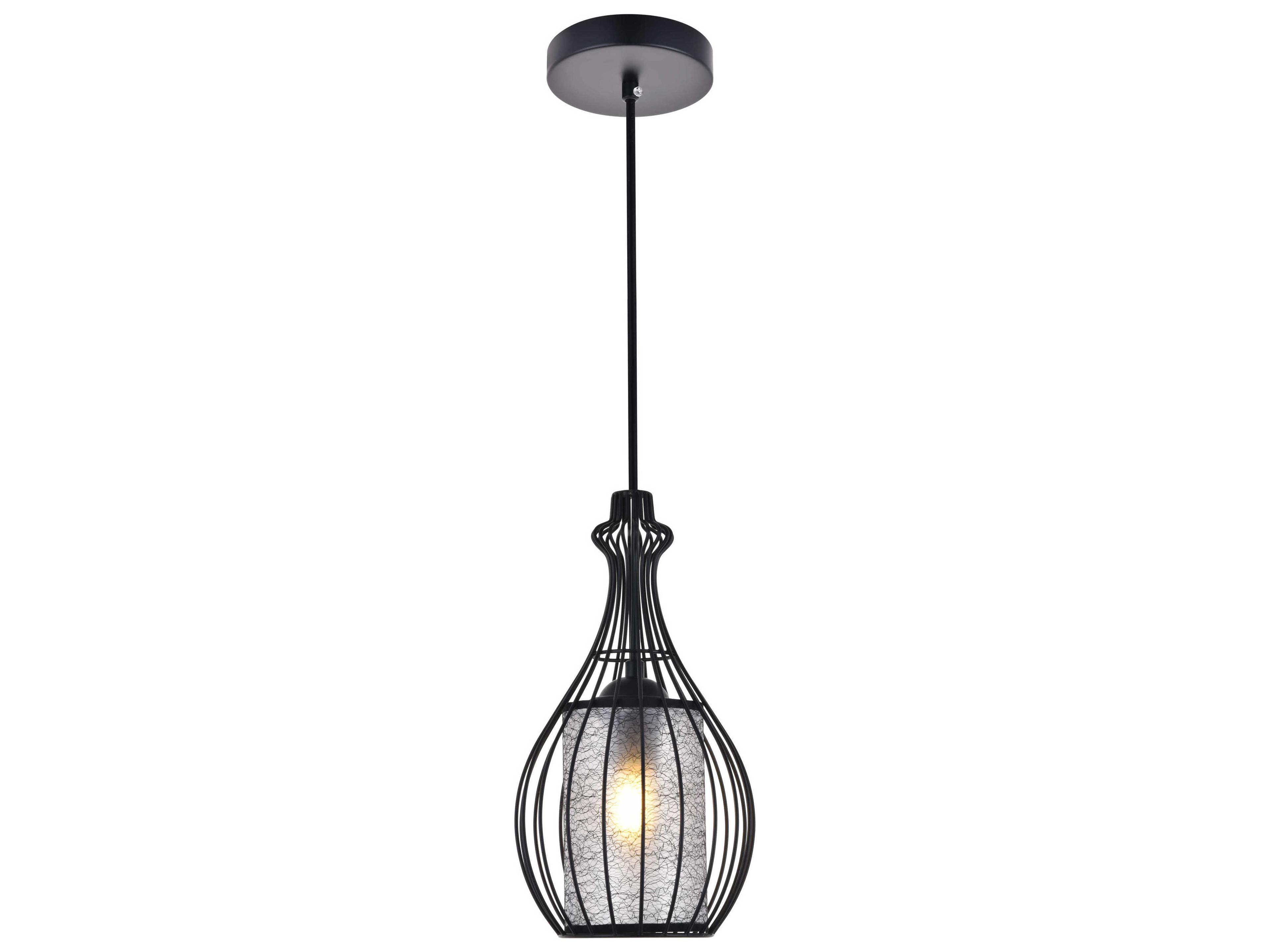 Elegant Lighting Miya 1-Light Black Mini Pendant