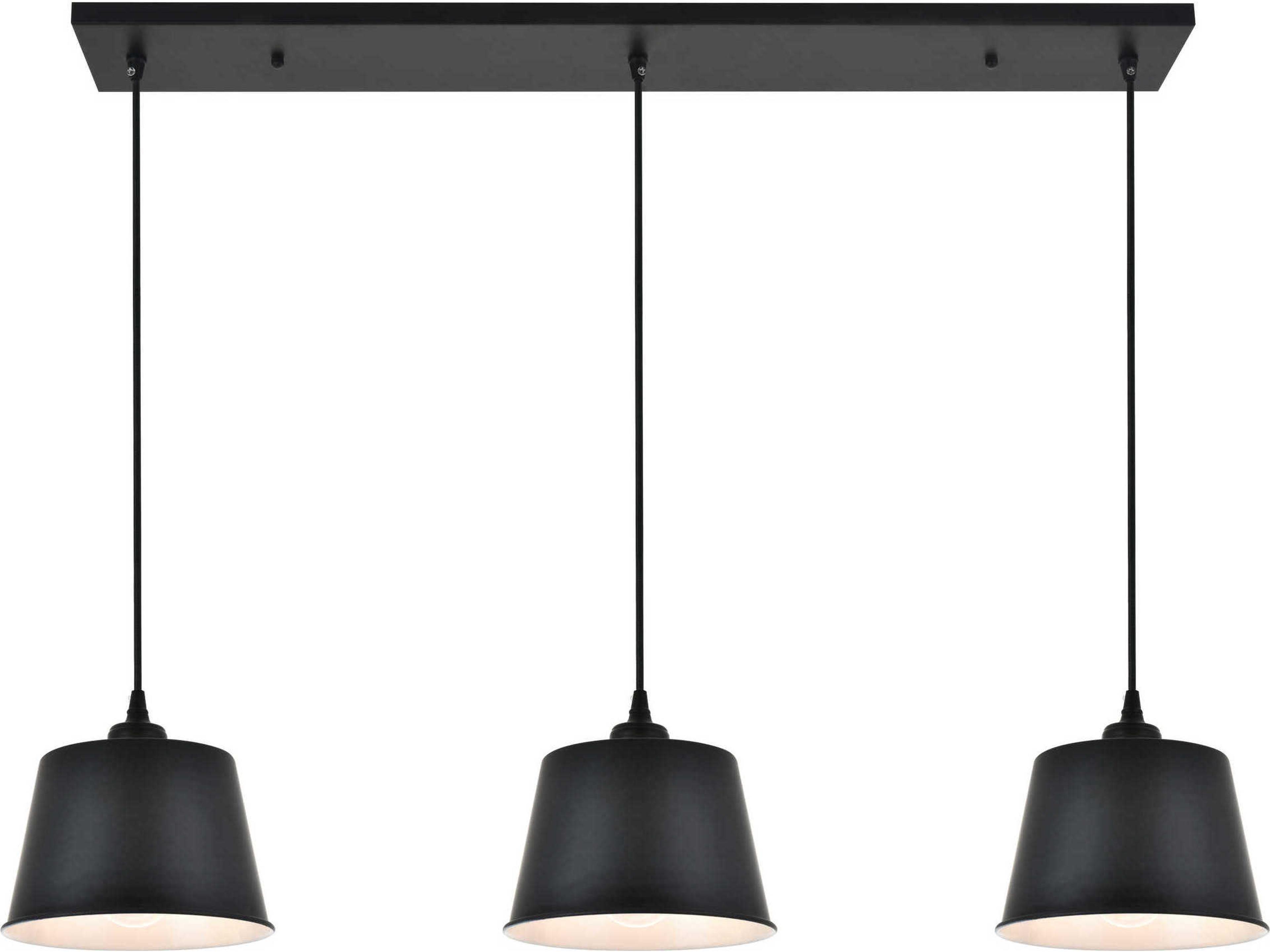 Elegant Lighting Nota 3-Light Black Empire Island Pendant