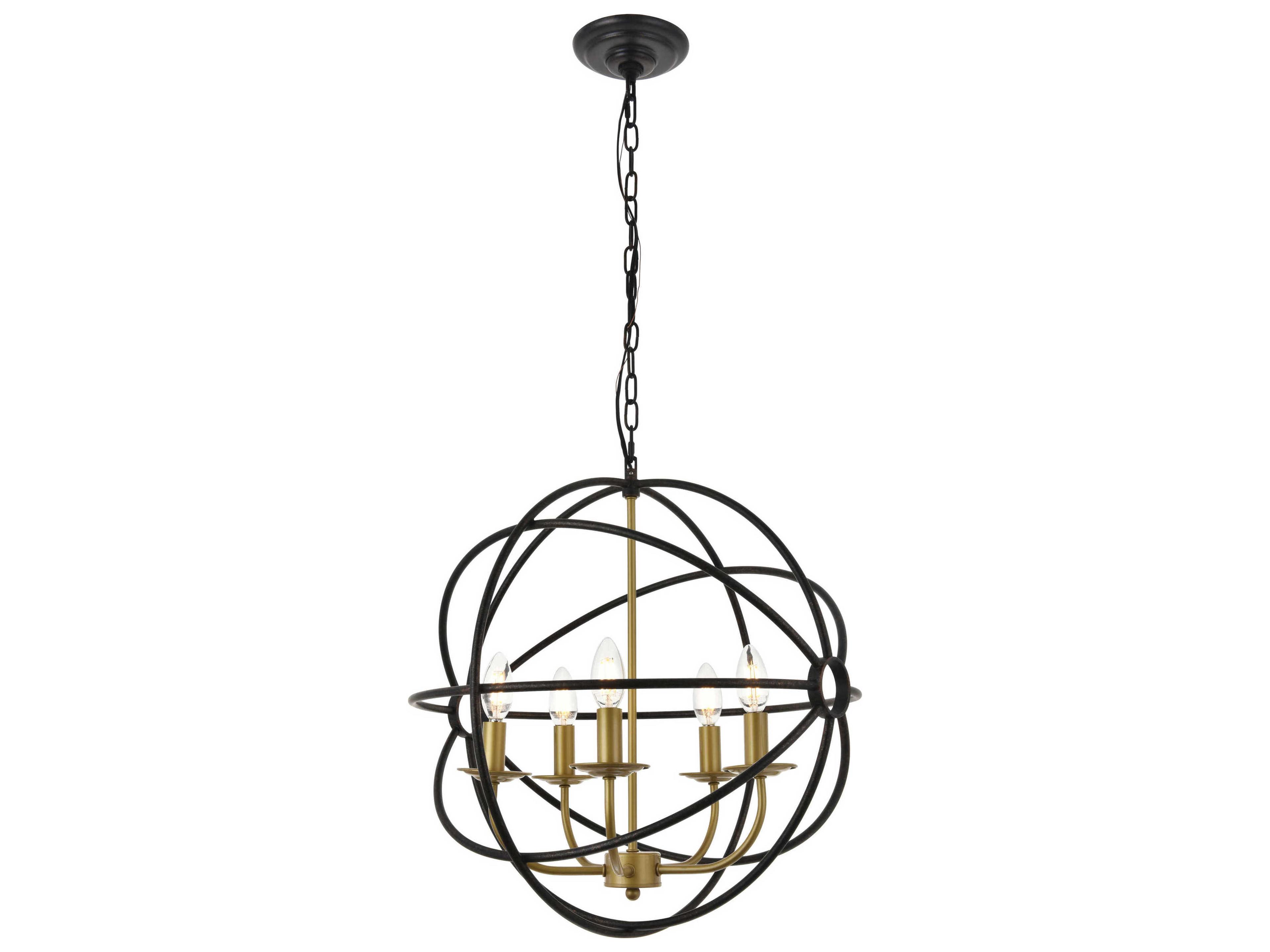 Elegant Lighting Octavia 5-Light Brown Candelabra Globe Chandelier
