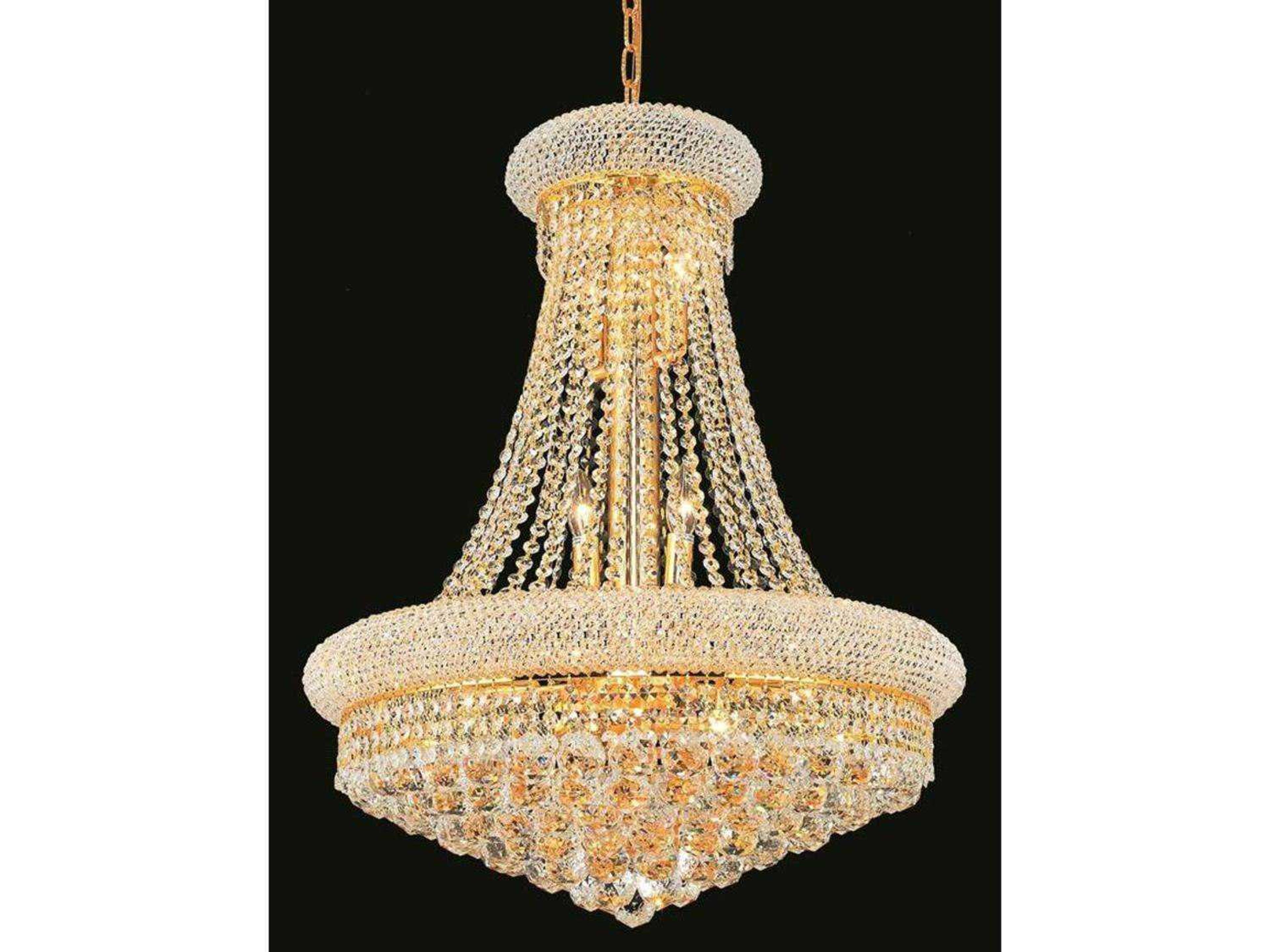 Elegant Lighting Primo 14-Light Gold Clear Crystal Empire Tiered Chandelier