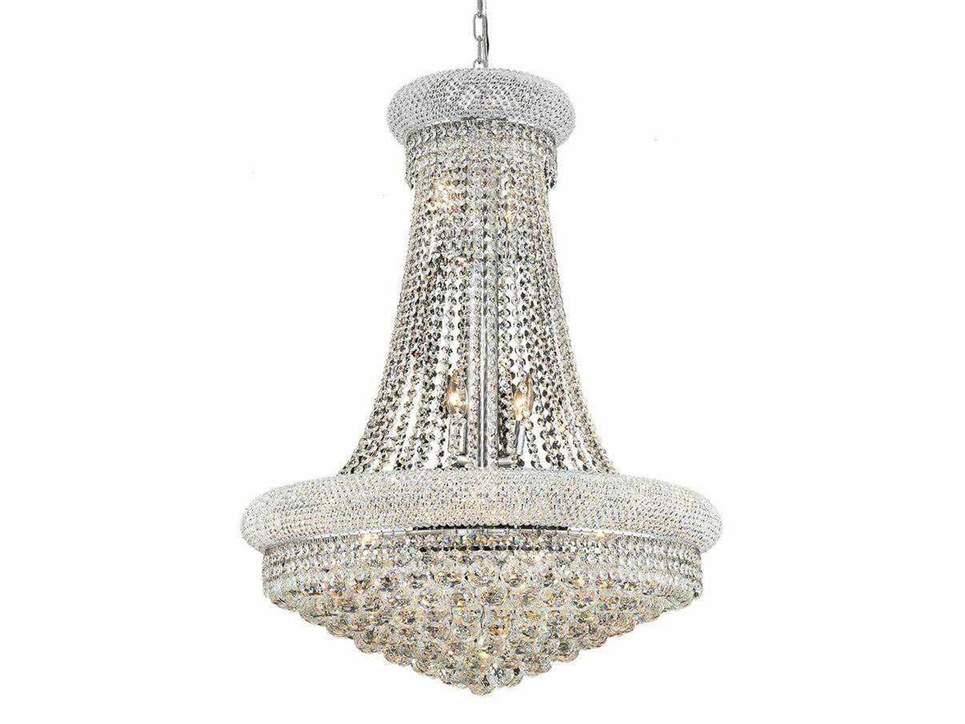 Elegant Lighting Primo 14-Light Chrome Clear Crystal Empire Tiered Chandelier