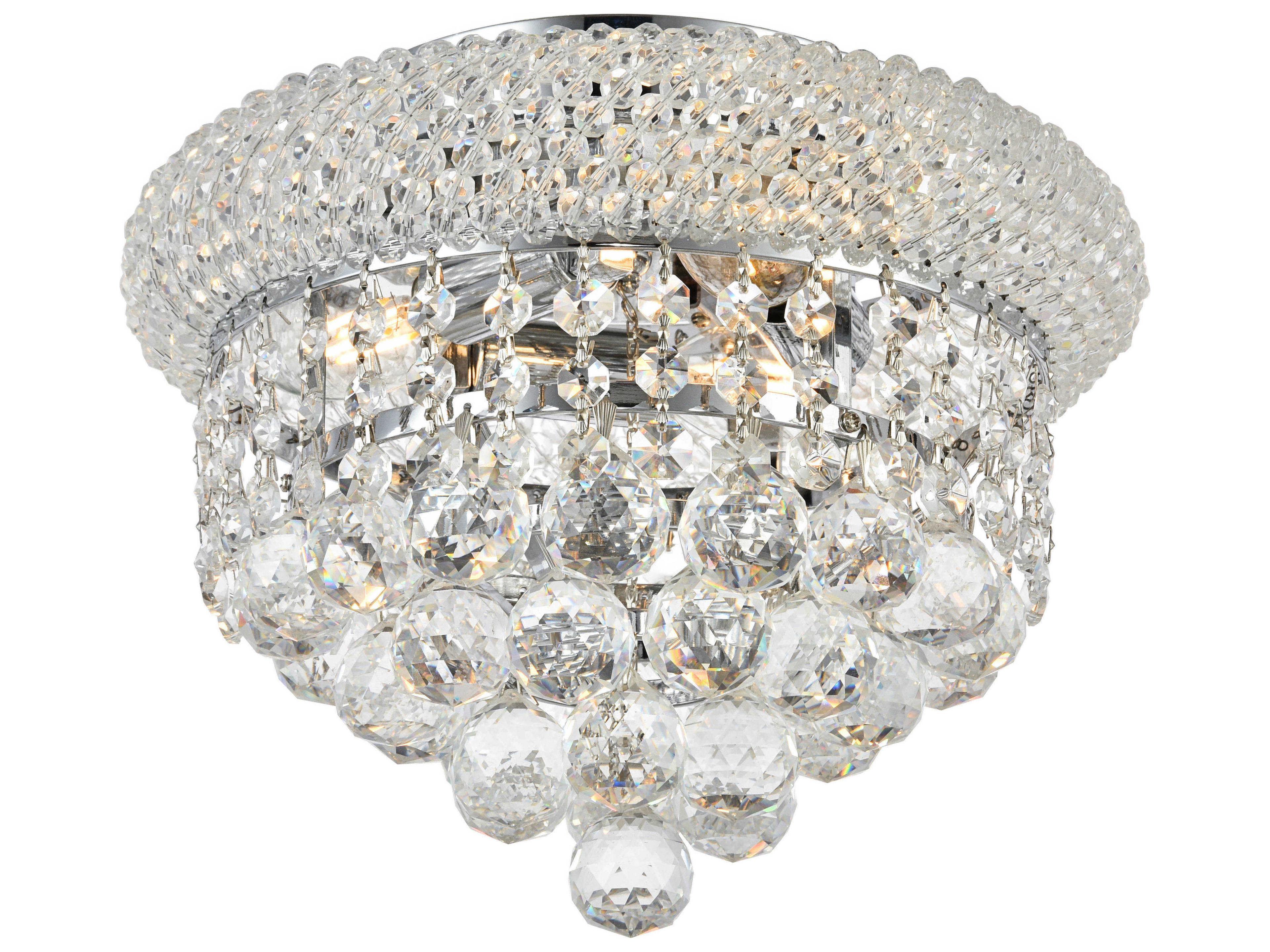 Elegant Lighting Primo Chrome Clear Crystal Bowl Flush Mount