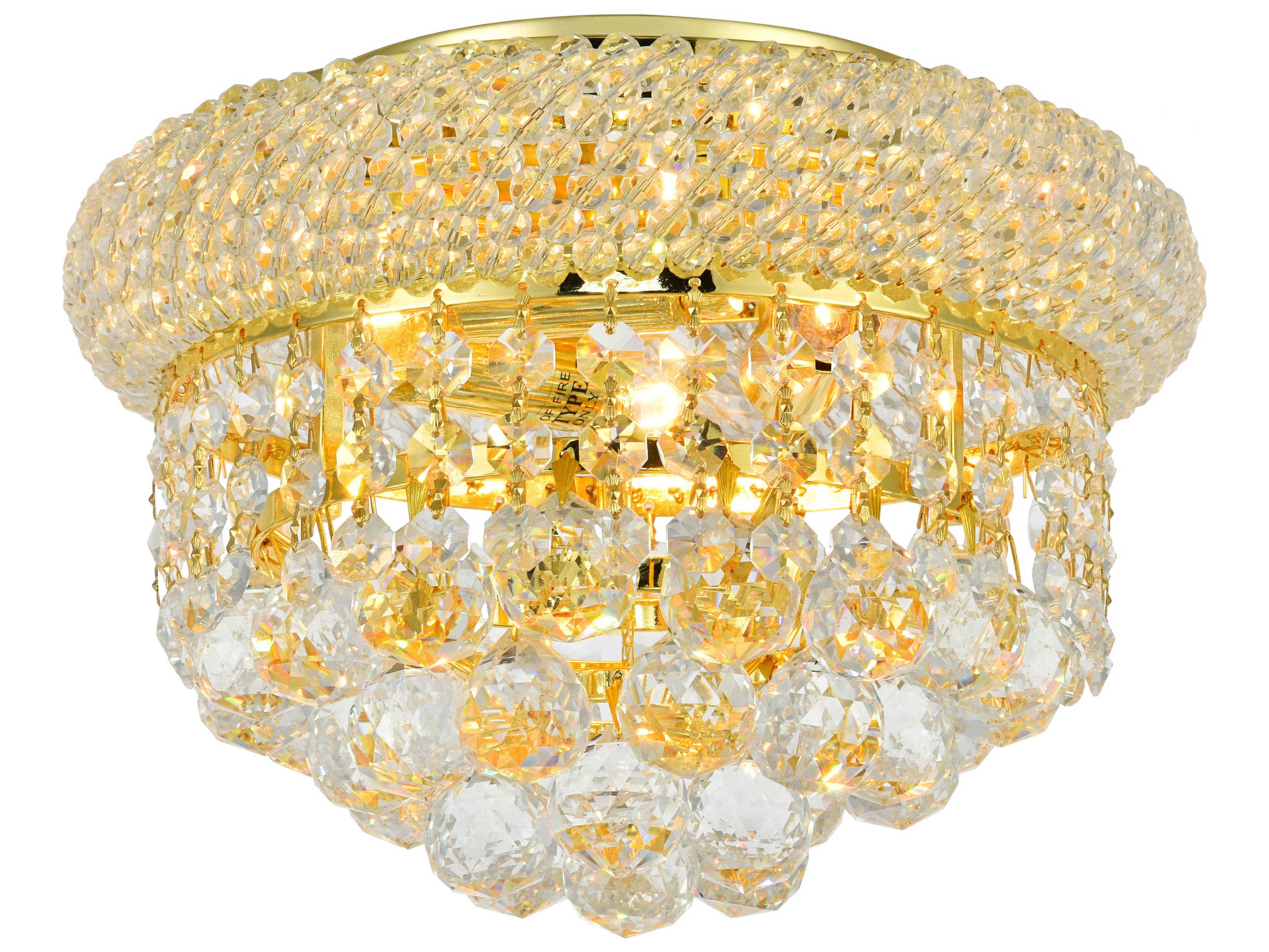 Elegant Lighting Primo Gold Clear Crystal Flush Mount
