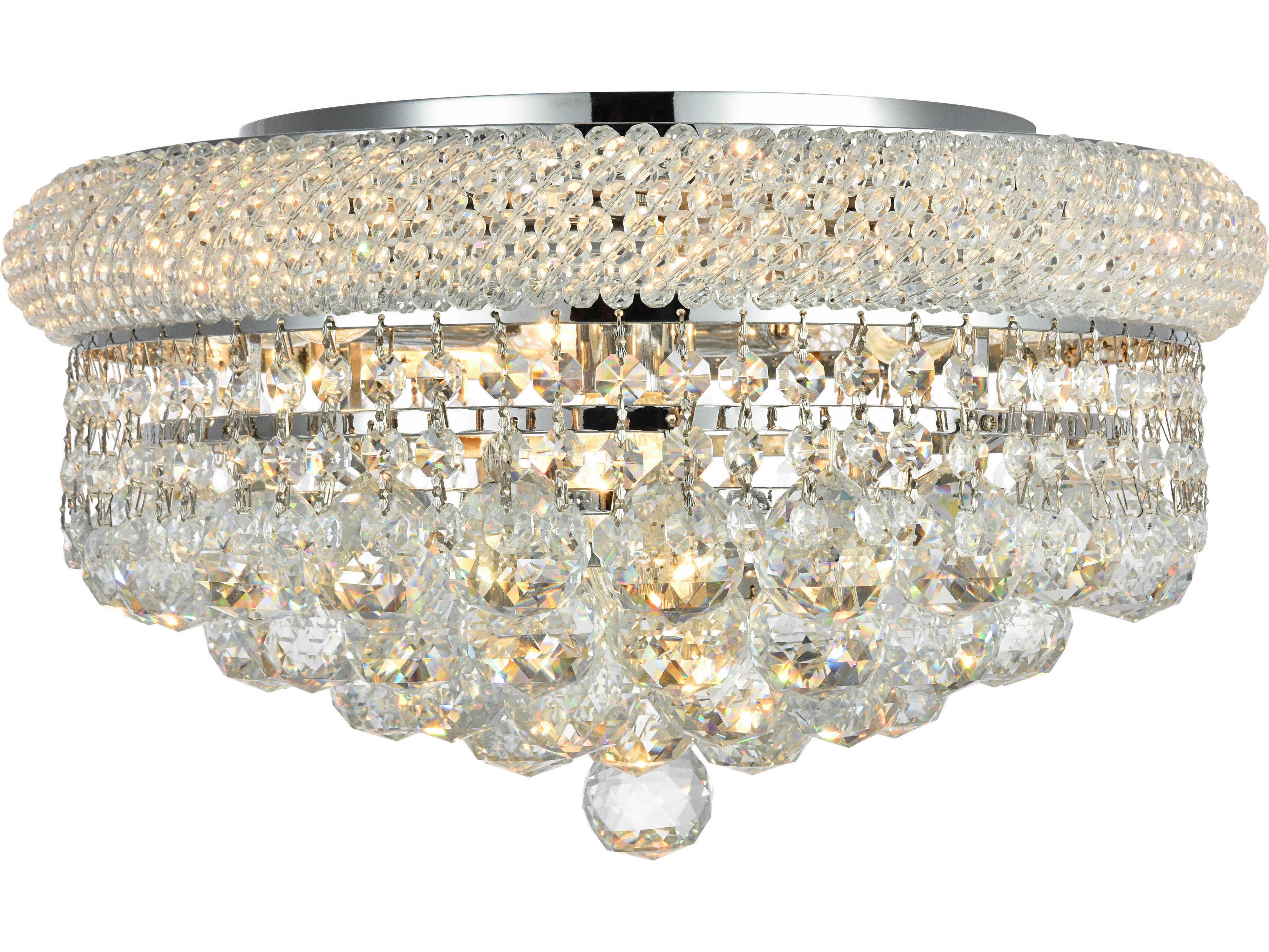 Elegant Lighting Primo Chrome Clear Crystal Bowl Flush Mount