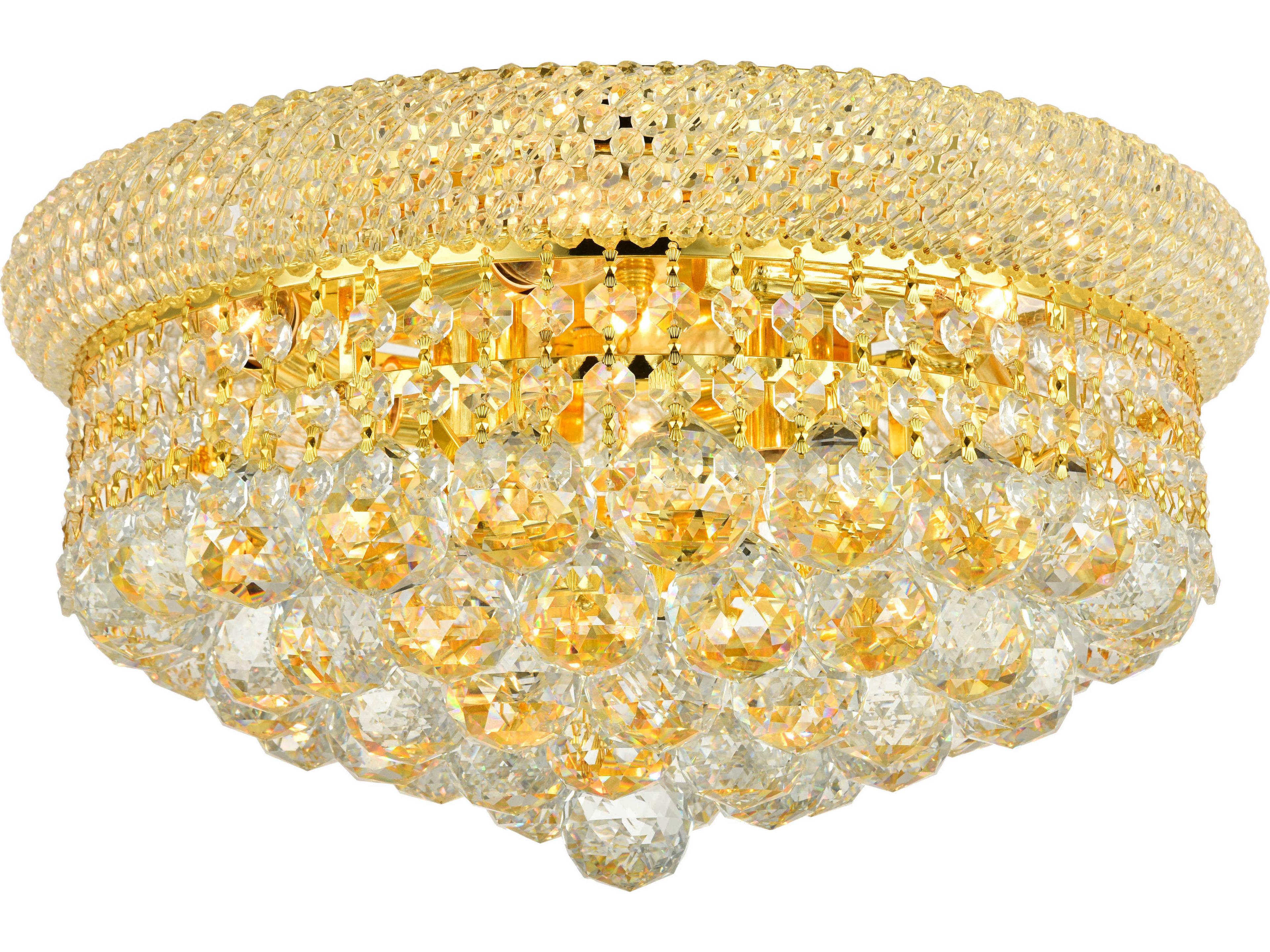 Elegant Lighting Primo Gold Clear Crystal Bowl Flush Mount