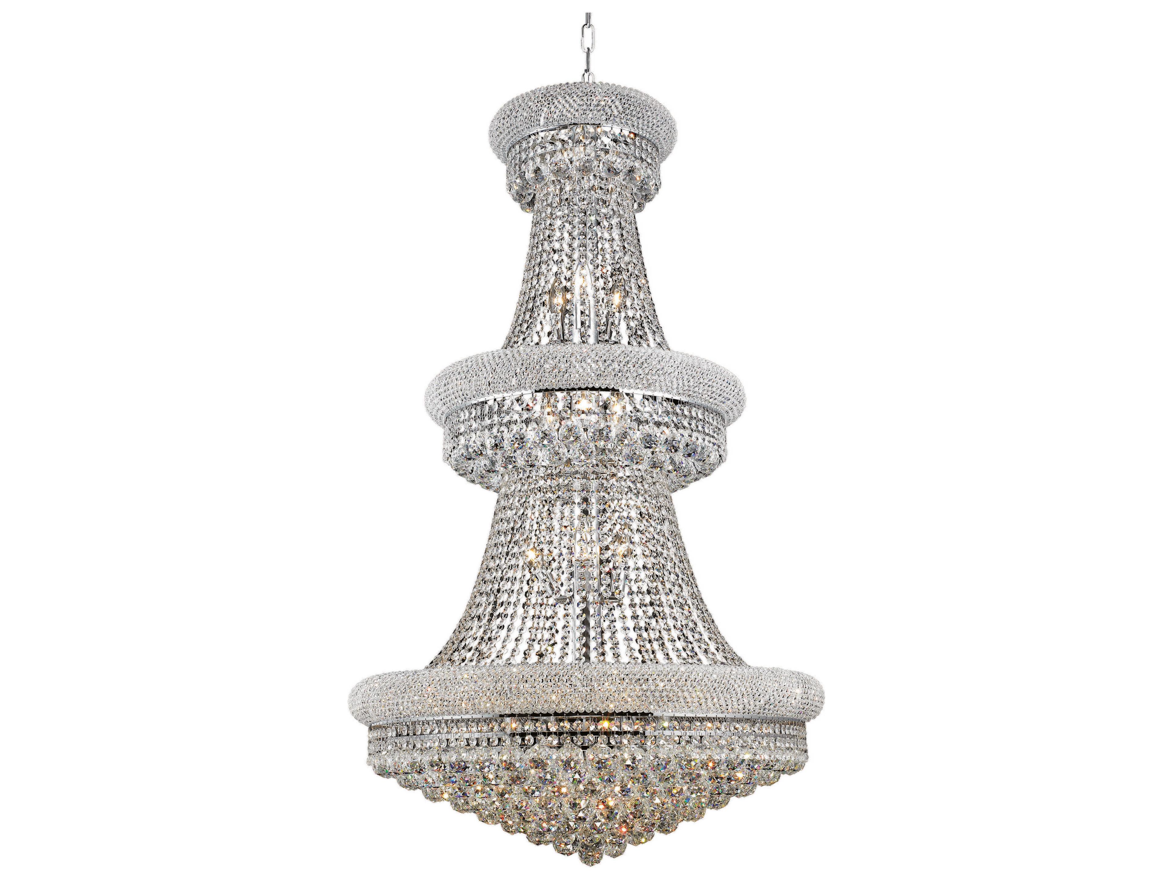 Elegant Lighting Primo 32-Light Chrome Clear Crystal Empire Tiered Chandelier