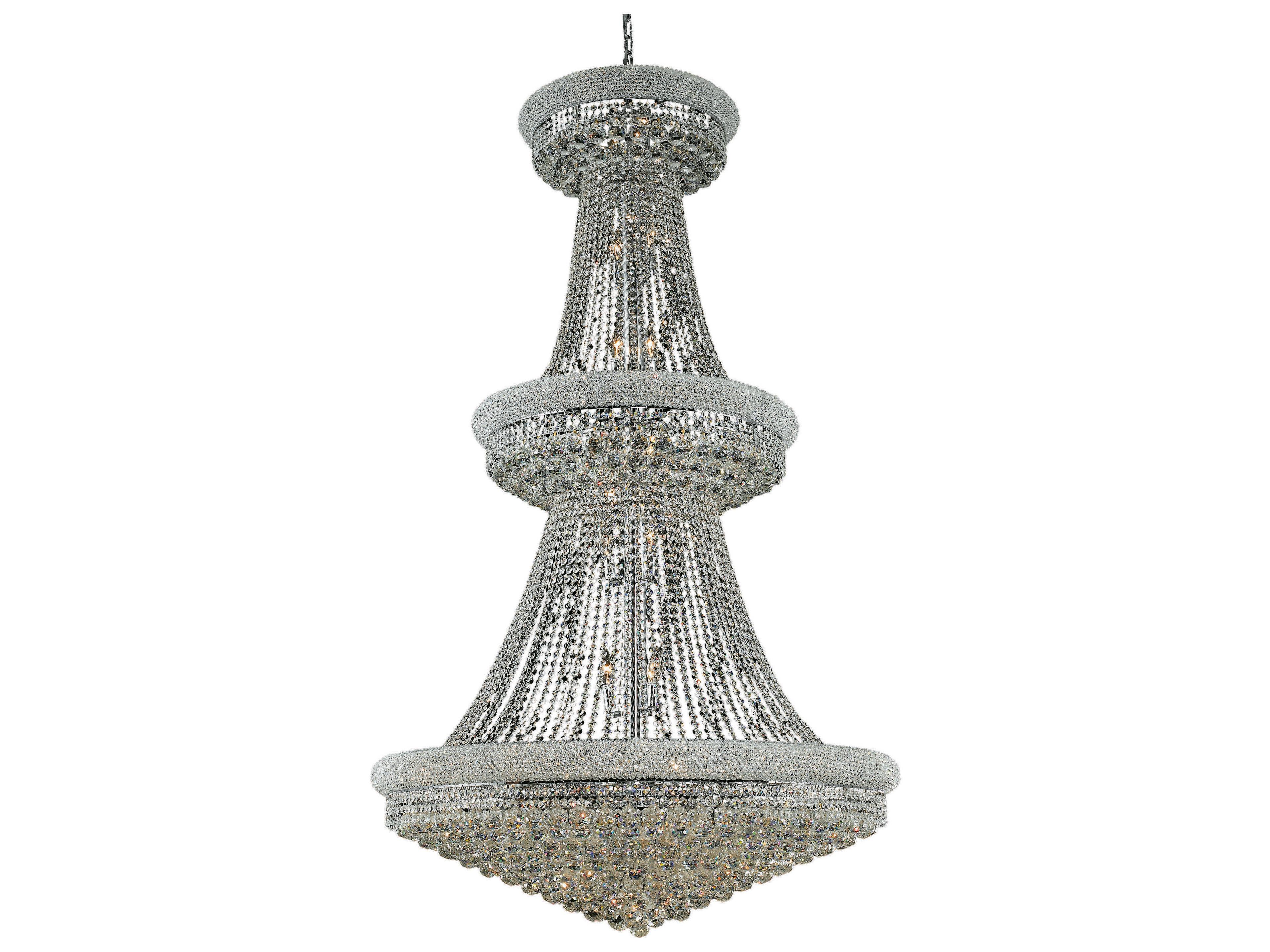 Elegant Lighting Primo 38-Light Chrome Clear Crystal Empire Tiered Chandelier