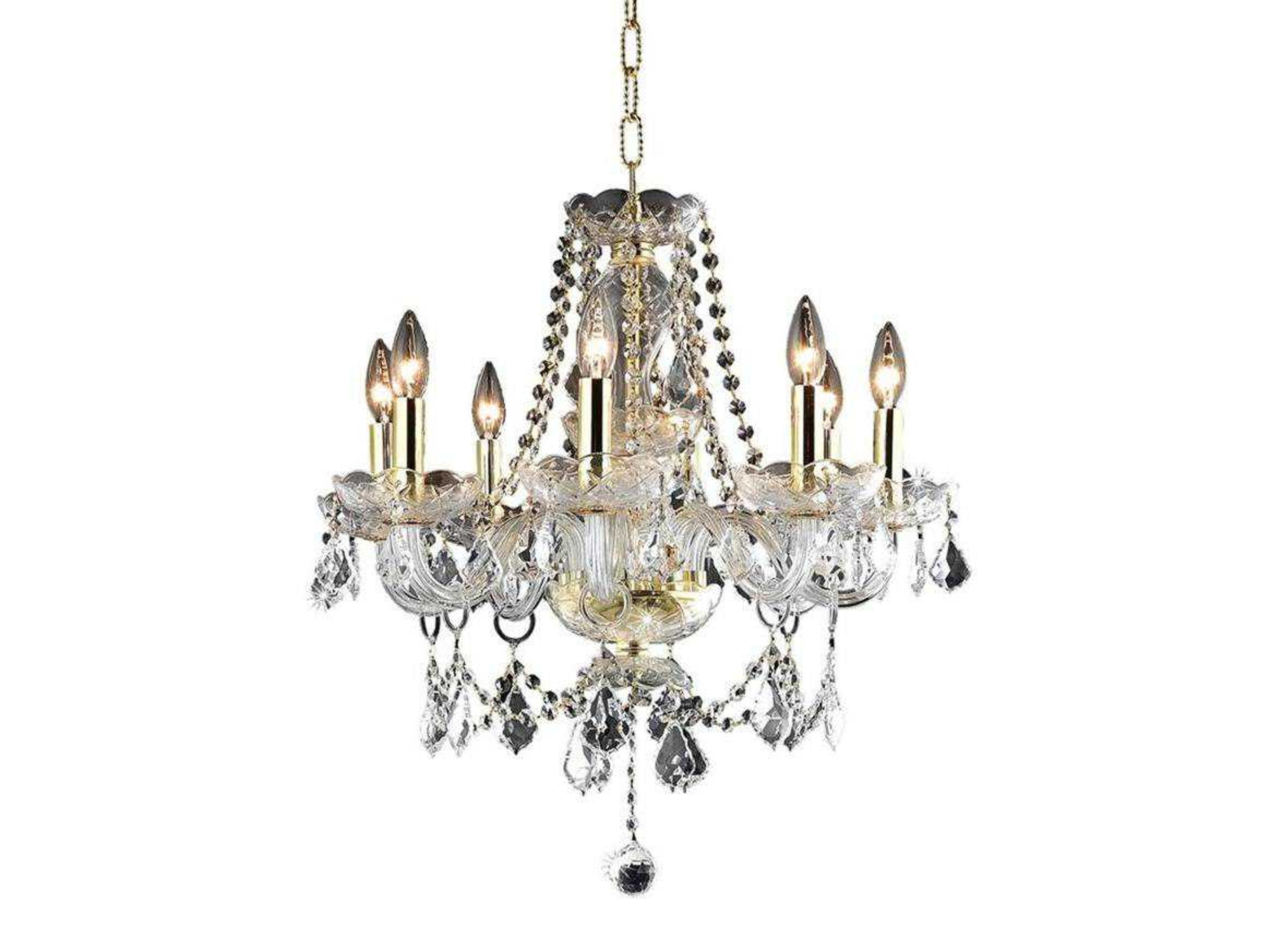 Elegant Lighting Princeton 8-Light Gold Clear Crystal Glass Candelabra Chandelier
