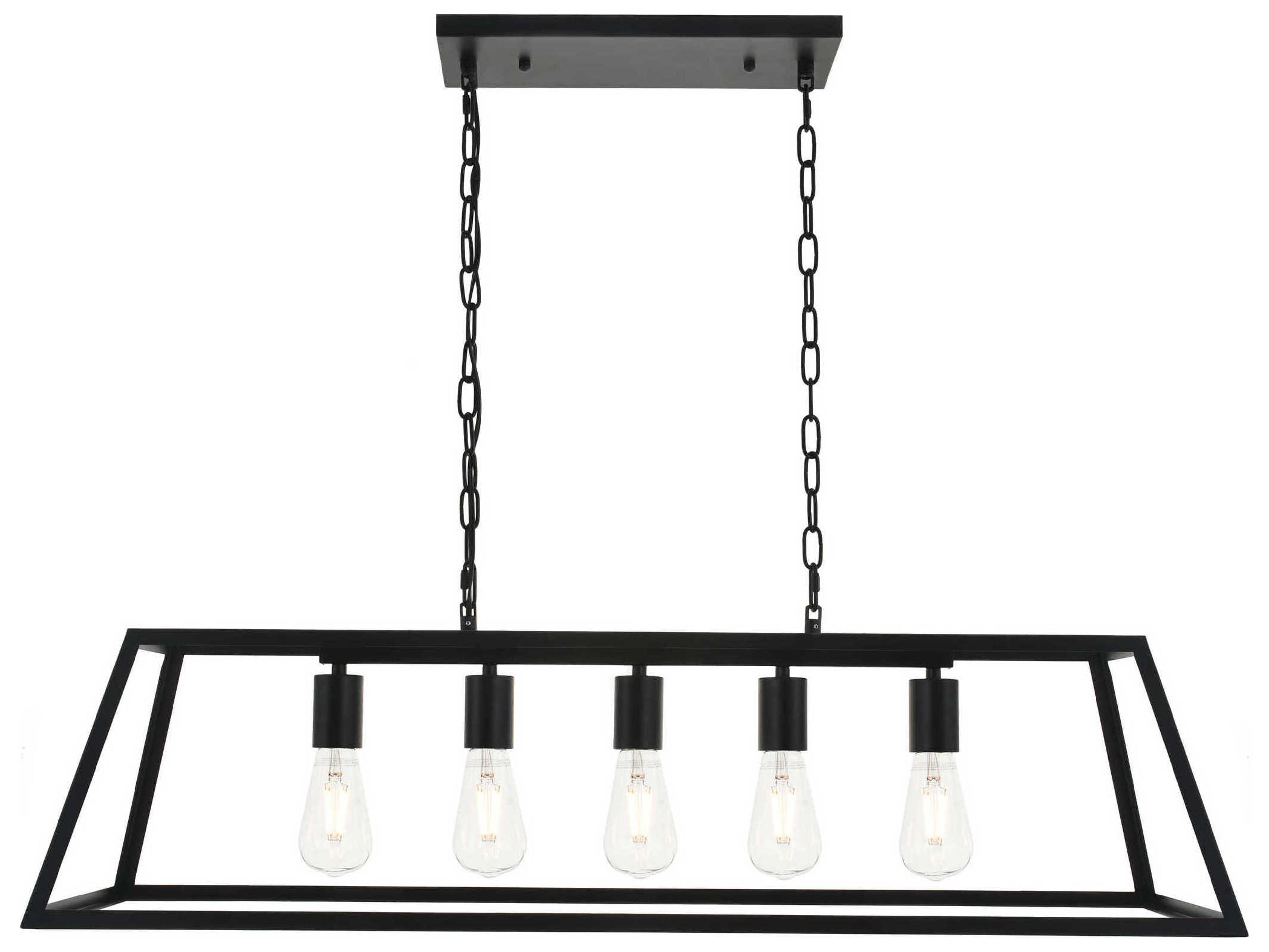 Elegant Lighting Resolute 5-Light Black Geometric Island Pendant
