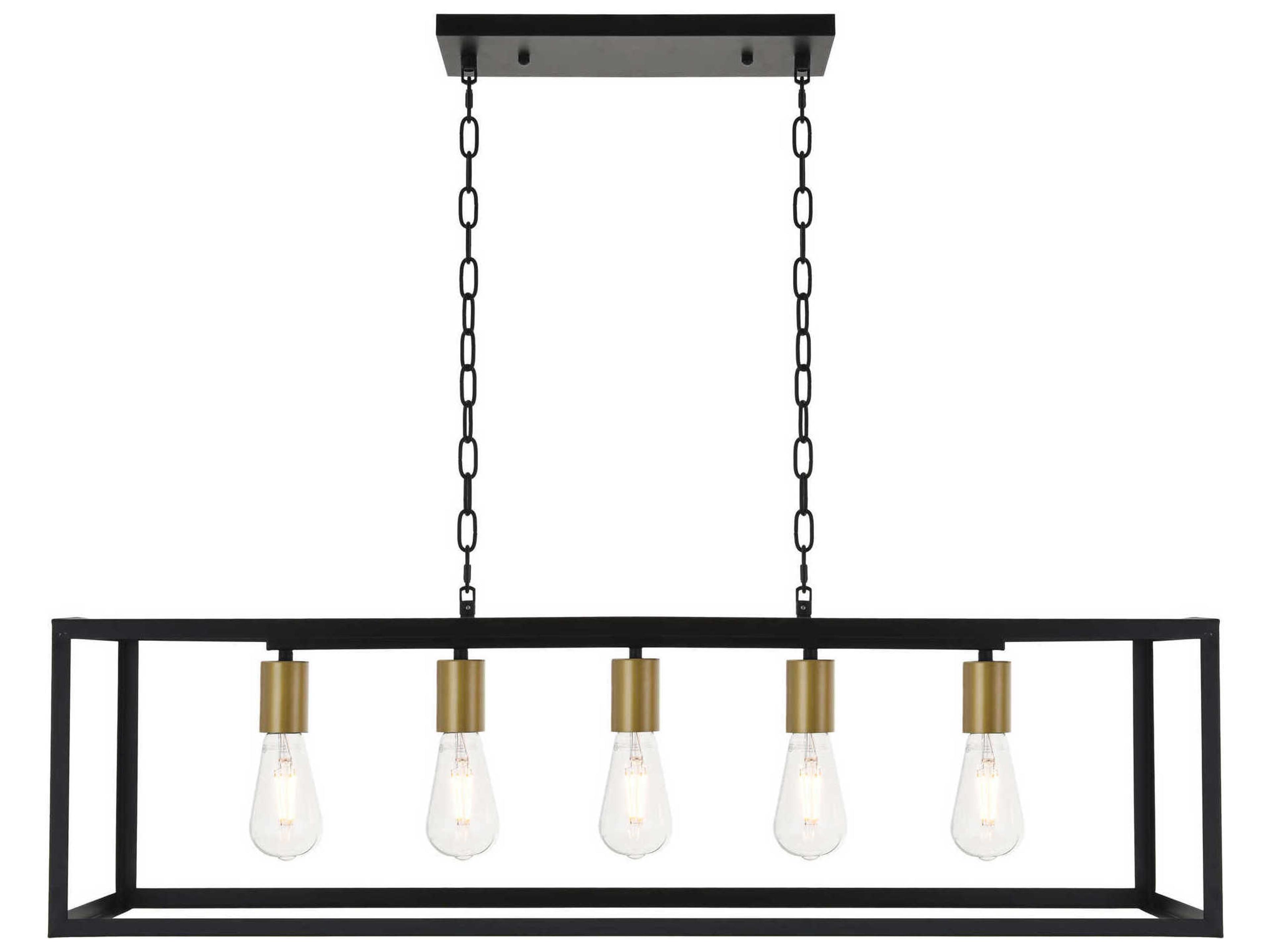 Elegant Lighting Resolute 5-Light Black Geometric Island Pendant
