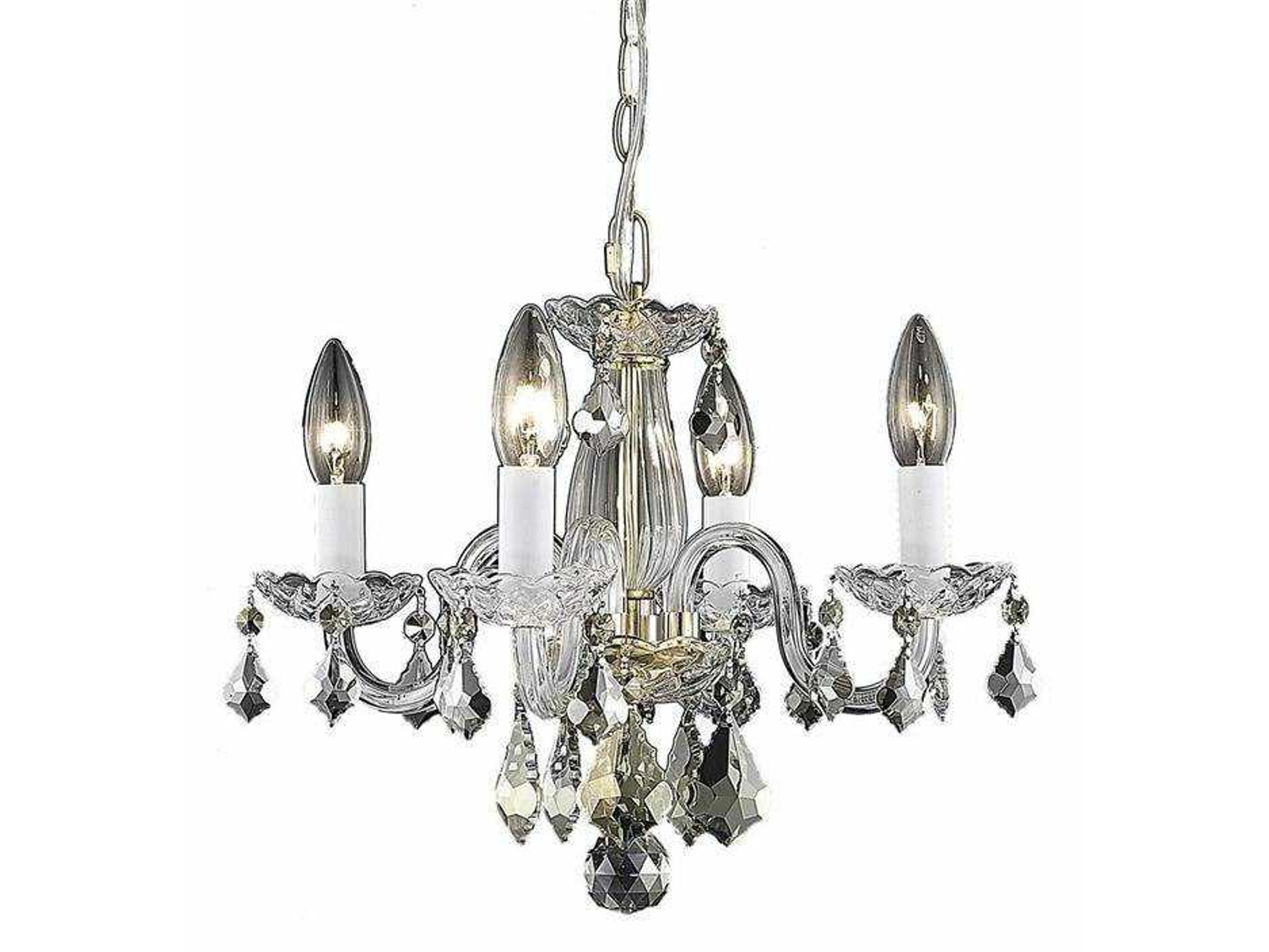 Elegant Lighting Rococo 4-Light Gold Clear Crystal Glass Candelabra Chandelier