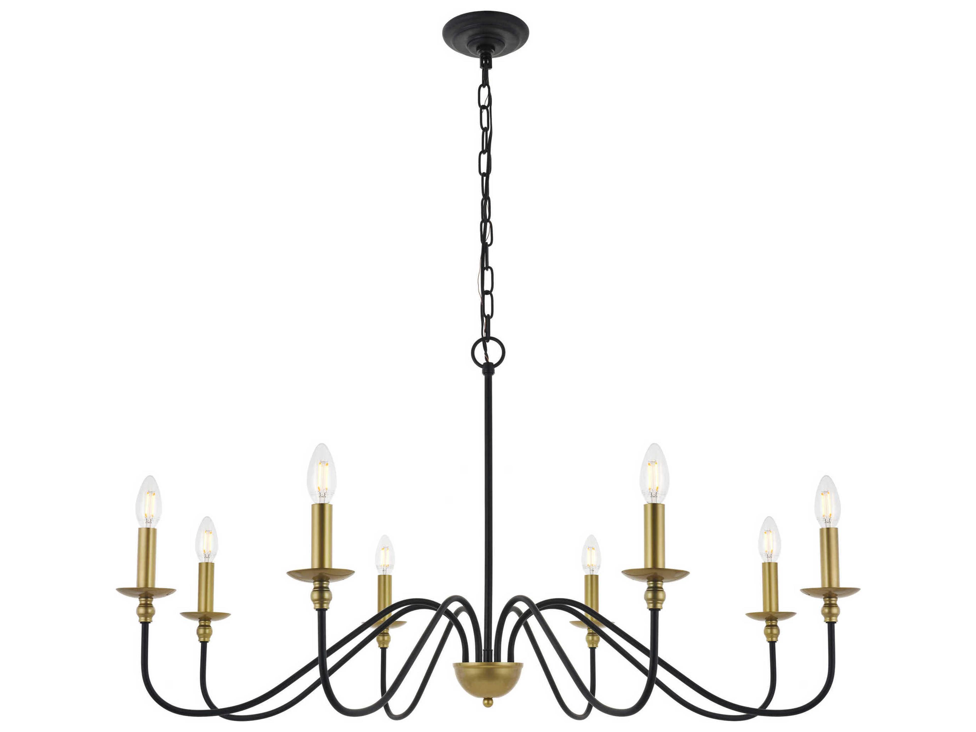Elegant Lighting Rohan 8-Light Black Candelabra Chandelier