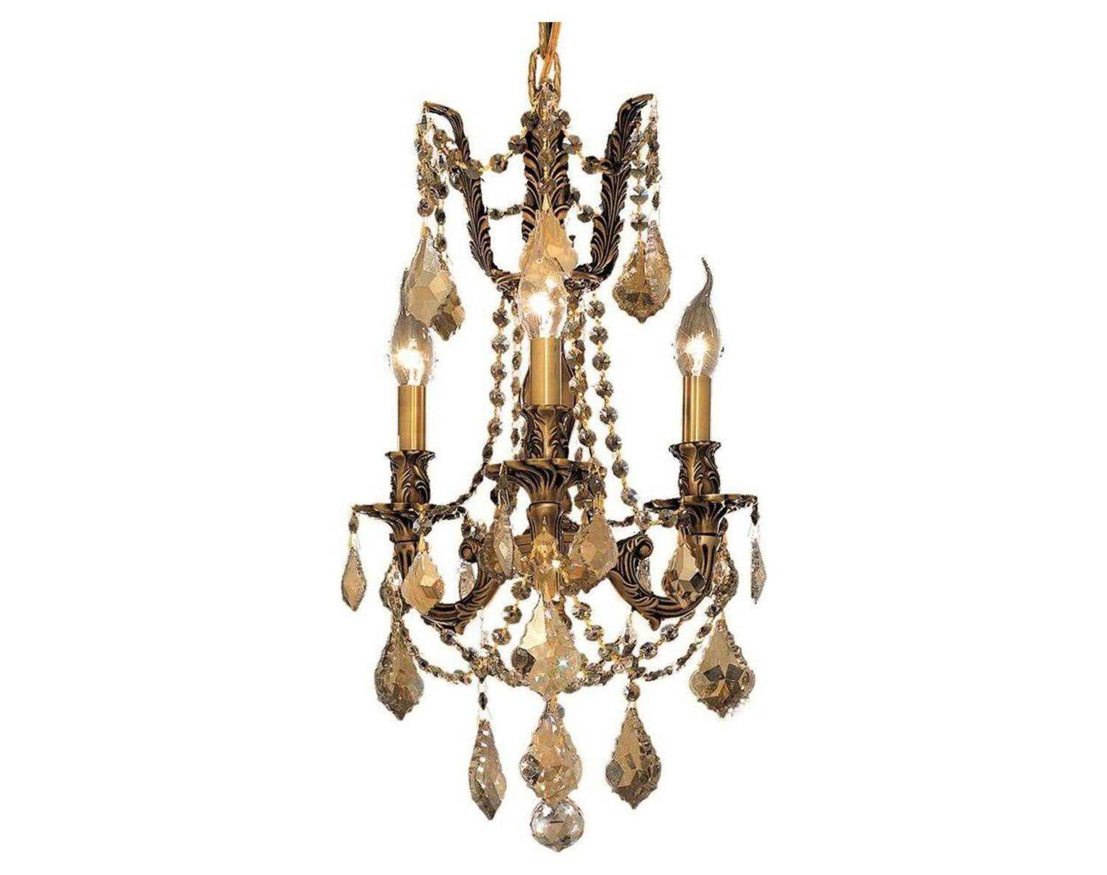 Elegant Lighting Rosalia 3-Light French Gold Crystal Candelabra Chandelier