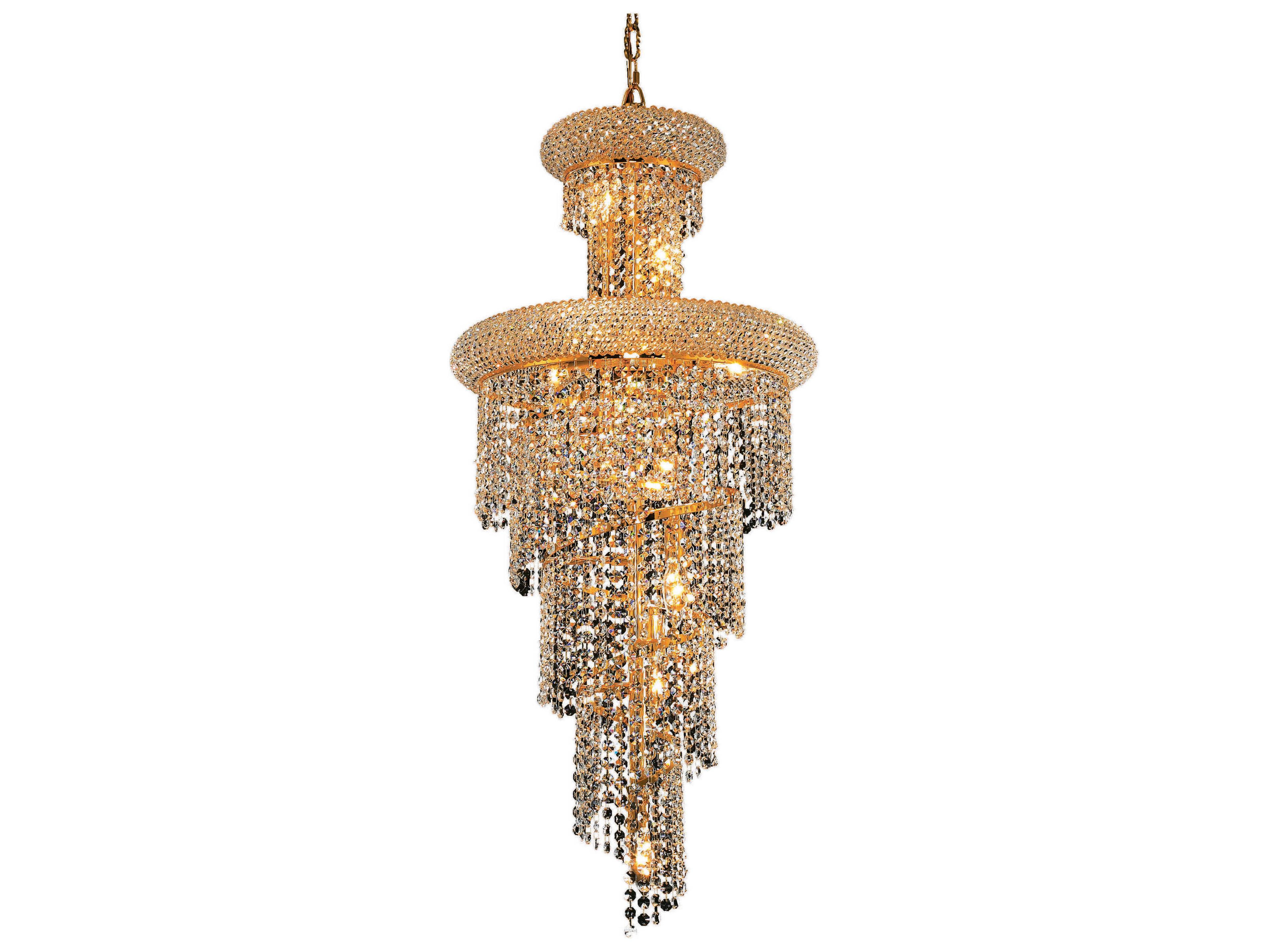 Elegant Lighting Spiral 10-Light Gold Clear Crystal Tiered Chandelier