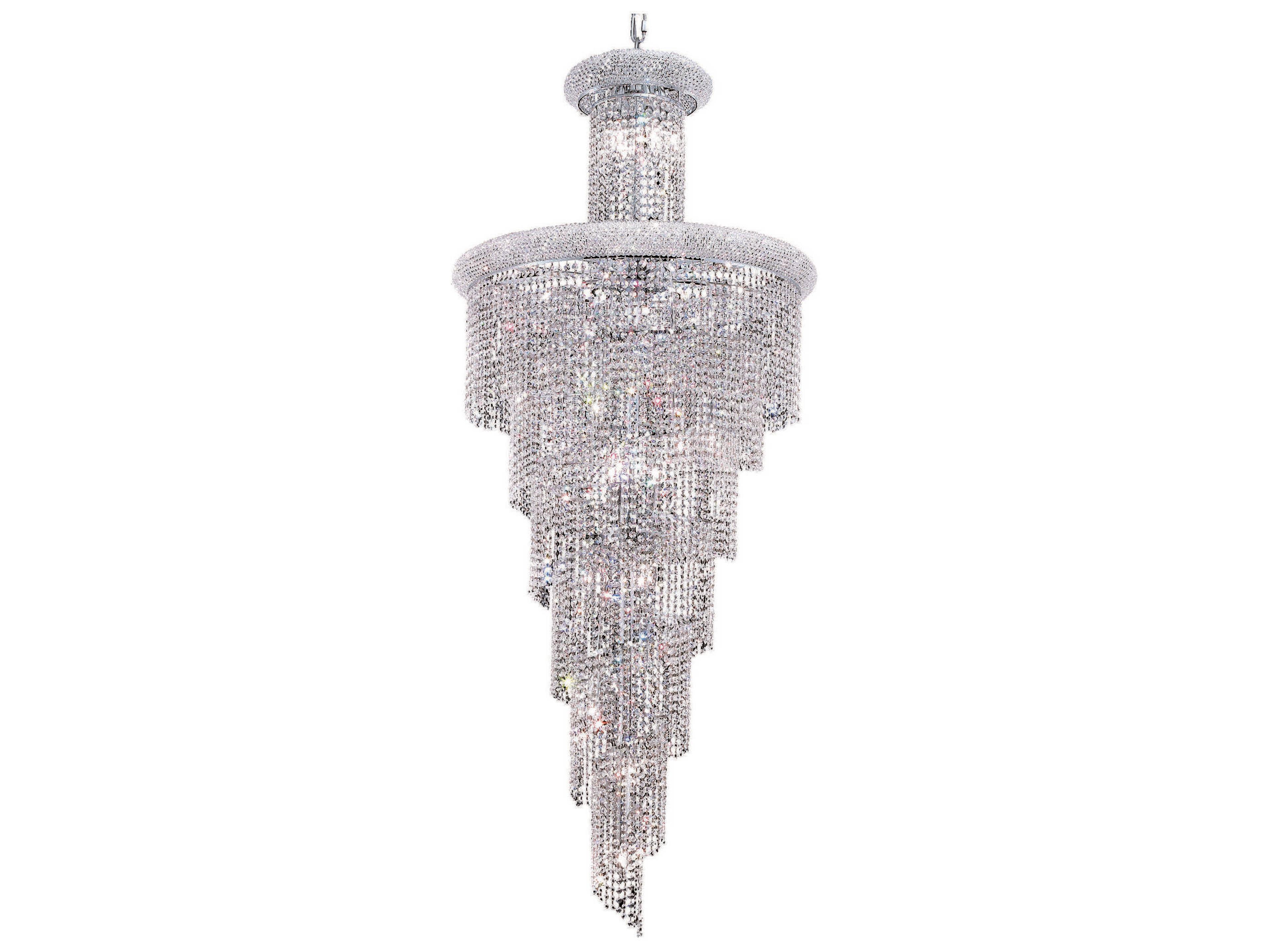 Elegant Lighting Spiral 28-Light Chrome Clear Crystal Tiered Chandelier