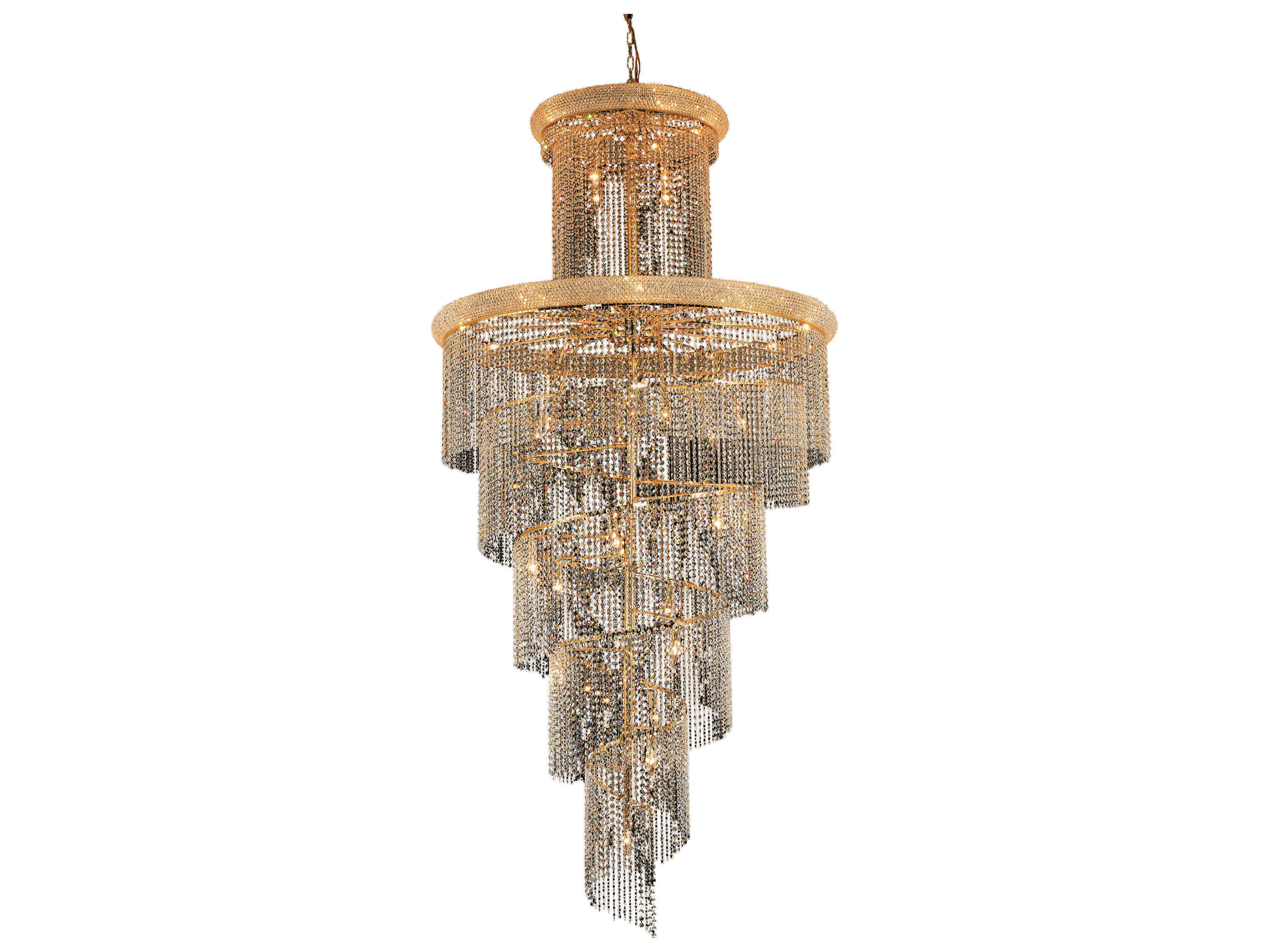 Elegant Lighting Spiral 41-Light Gold Clear Crystal Tiered Chandelier