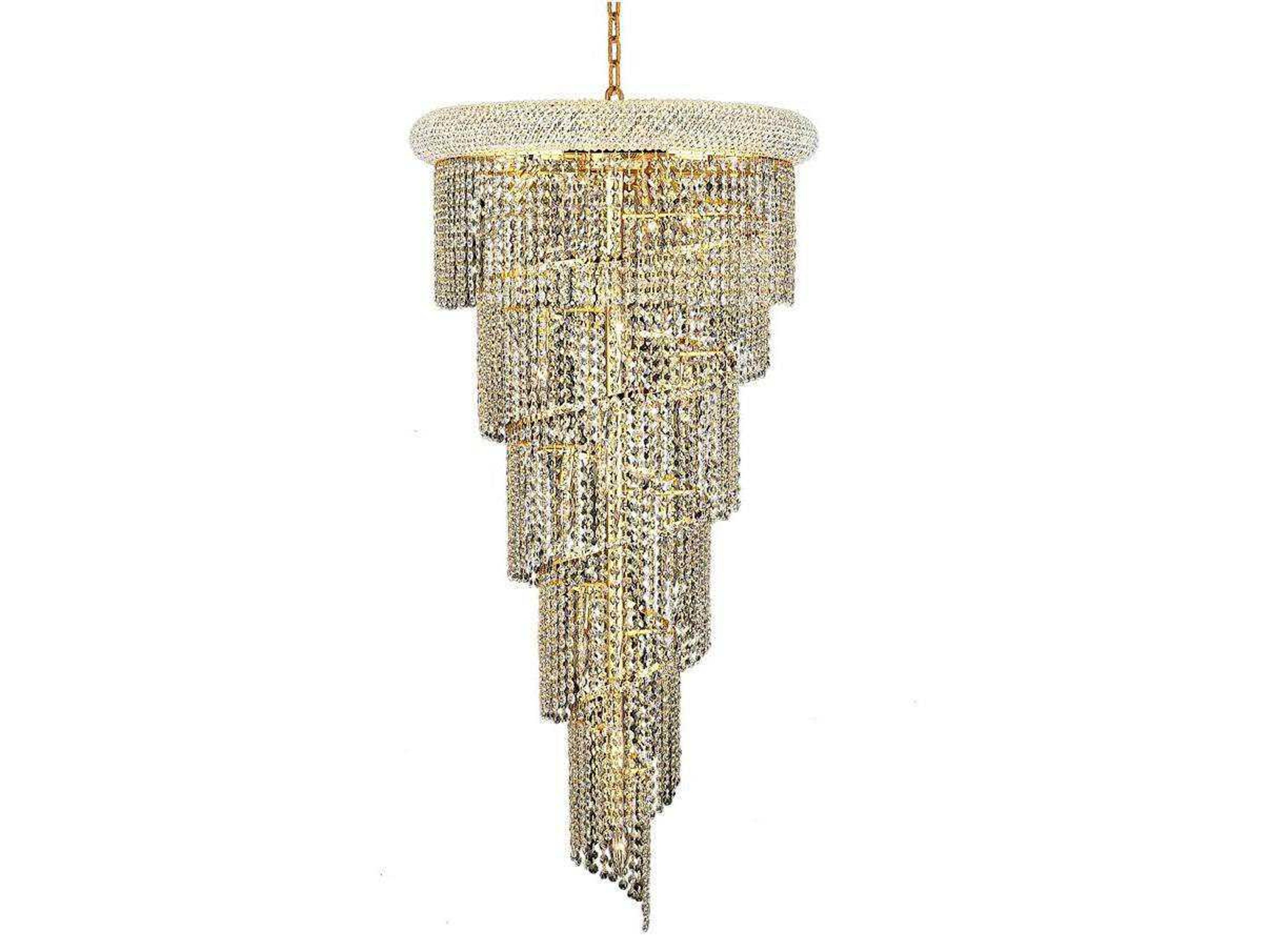 Elegant Lighting Spiral 18-Light Gold Clear Crystal Chandelier